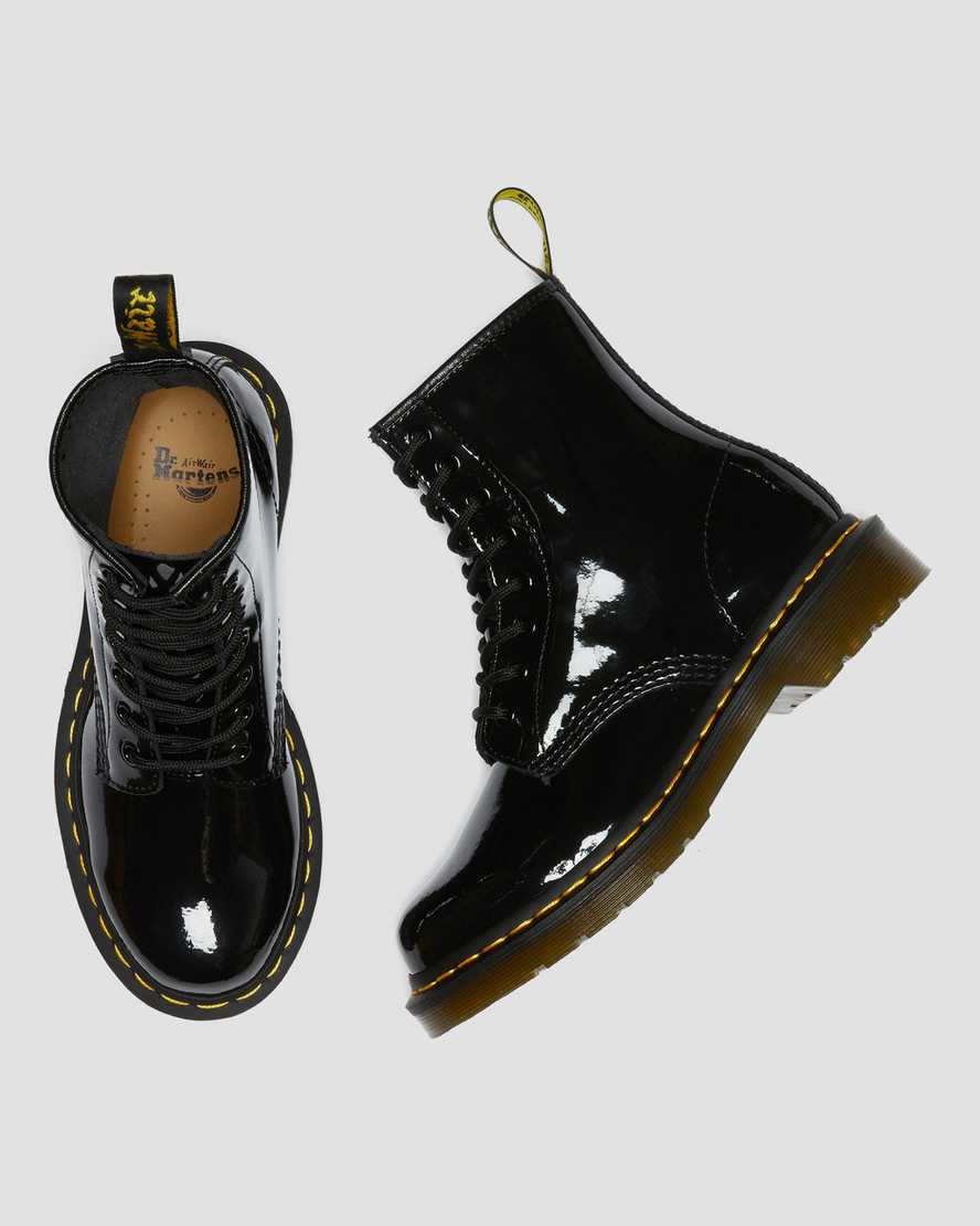 1460 W BLACK1460 Patent Leather Boots | Dr Martens