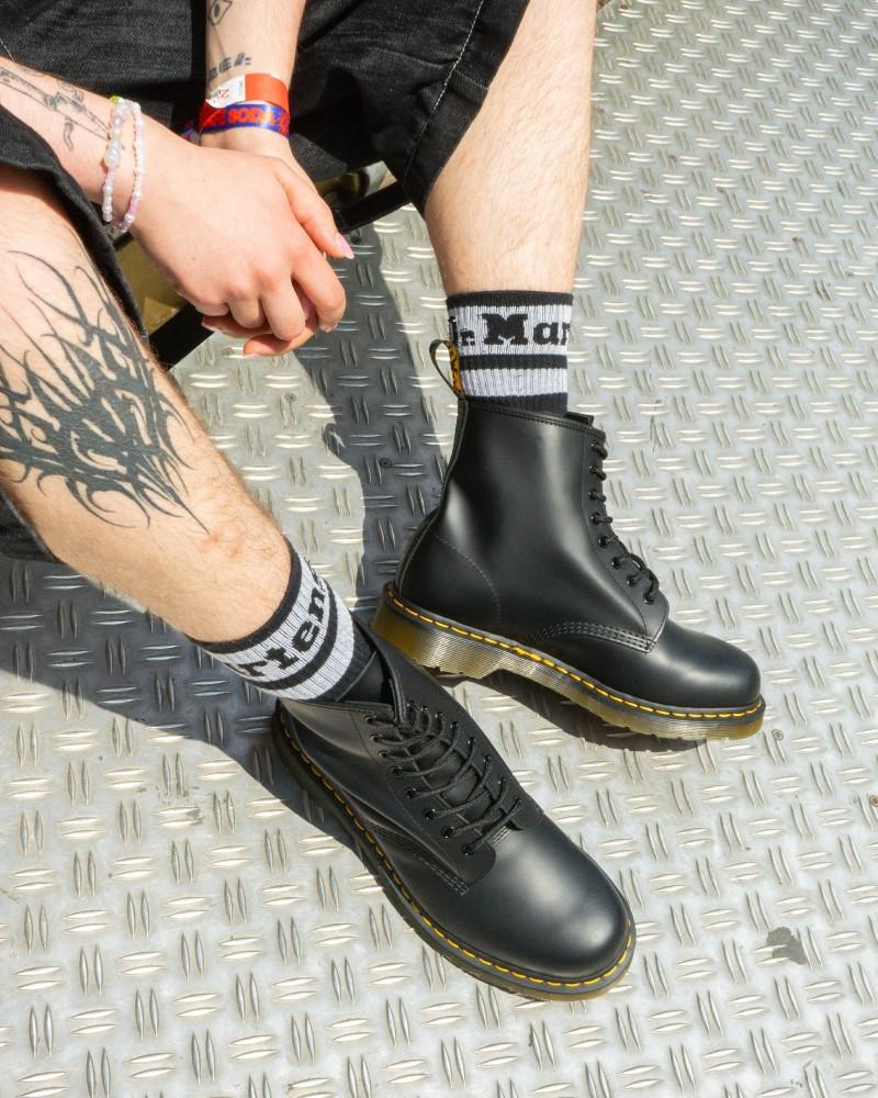 flat black leather lace up boots