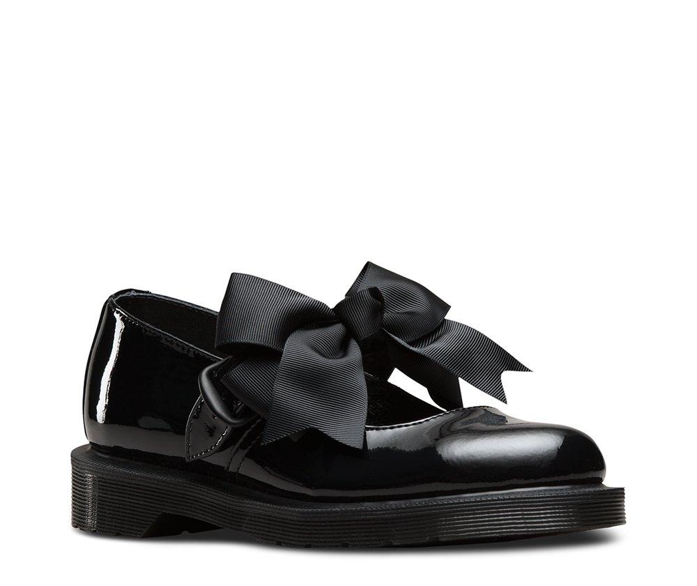 dr martens black mariel patent flat shoes