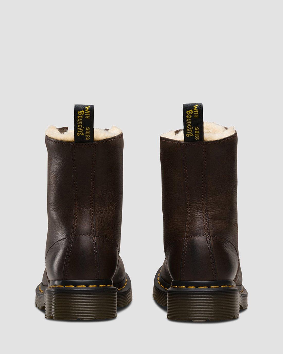 1460 serena leather faux fur lined combat booties