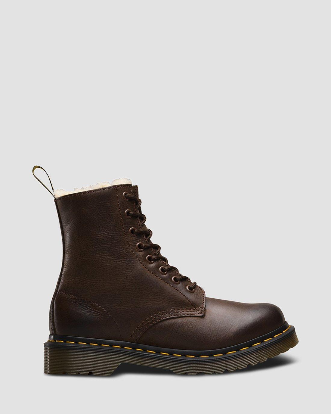 1460 serena faux fur lined ankle boots brown
