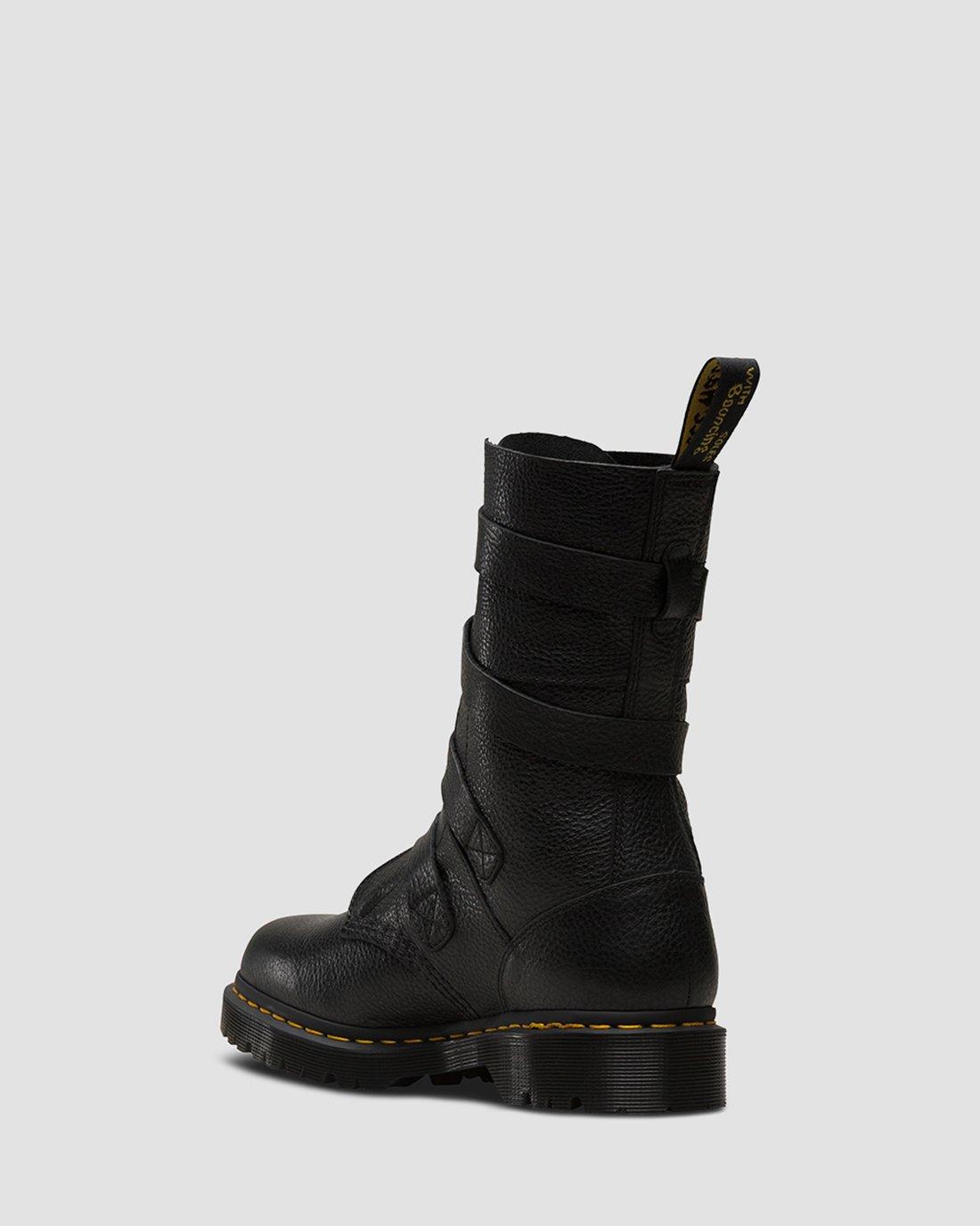 dr martens bevan black leather strappy chunky flat ankle boots