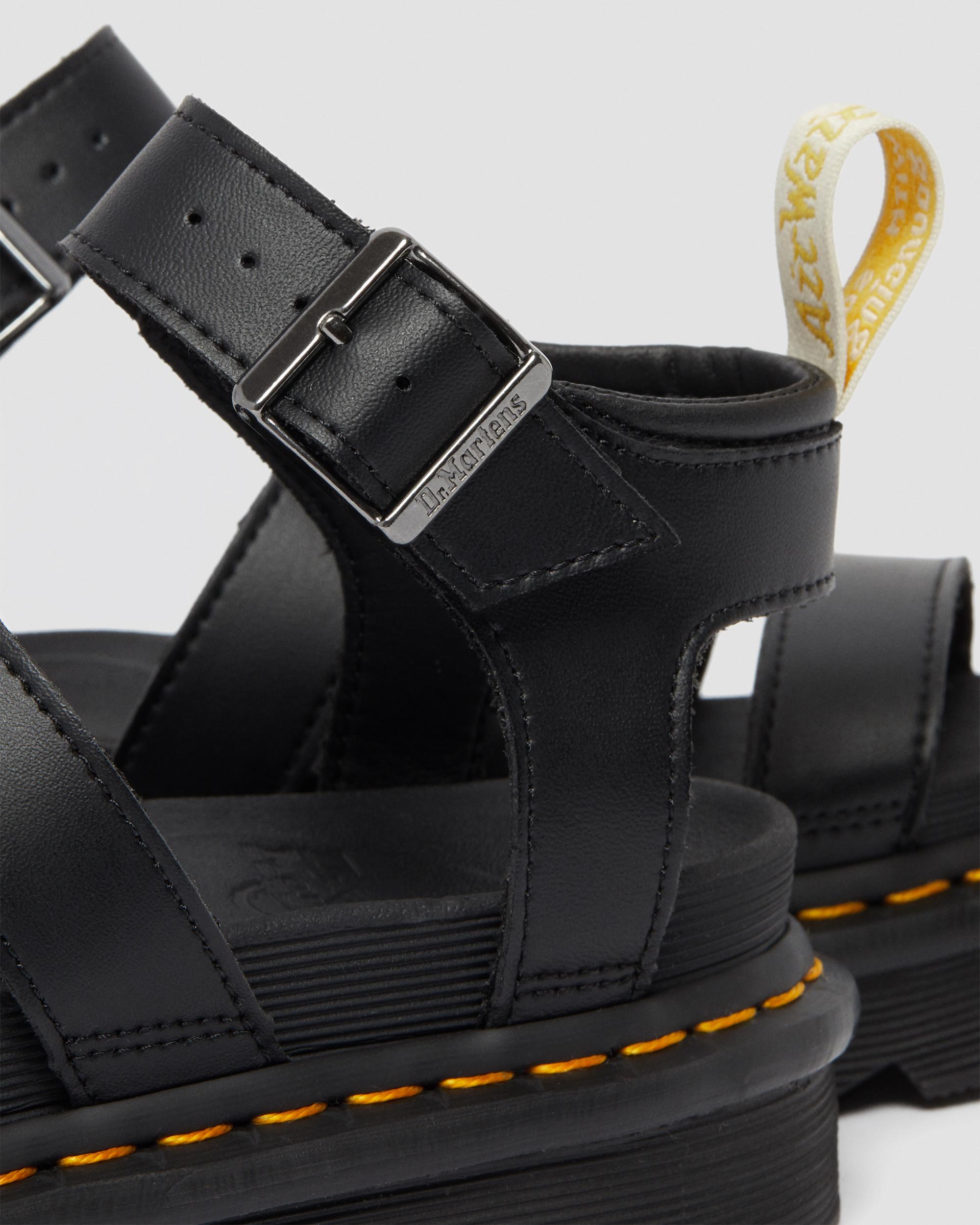 dr martens blaire leather strappy flat sandals in black
