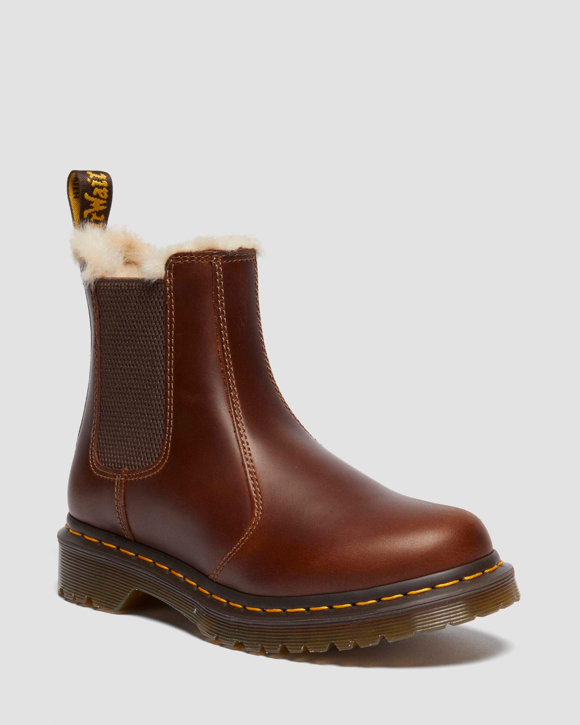 tan leonore fur lined chelsea boots