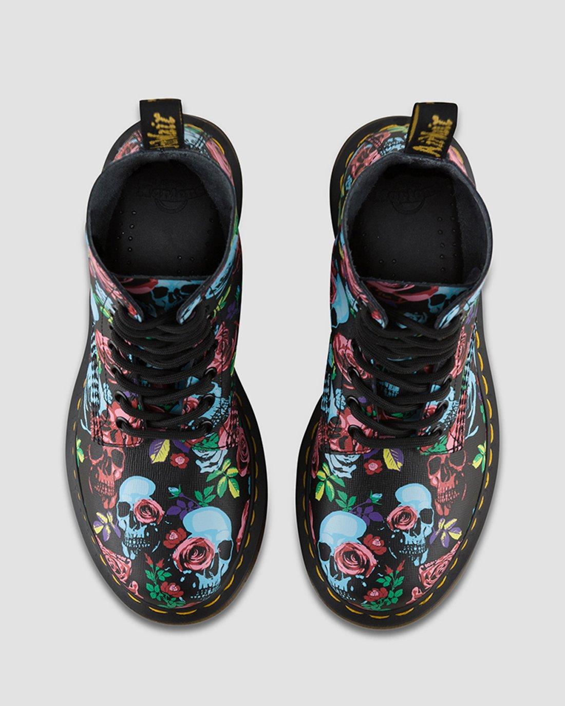 dr martens skull and roses boots