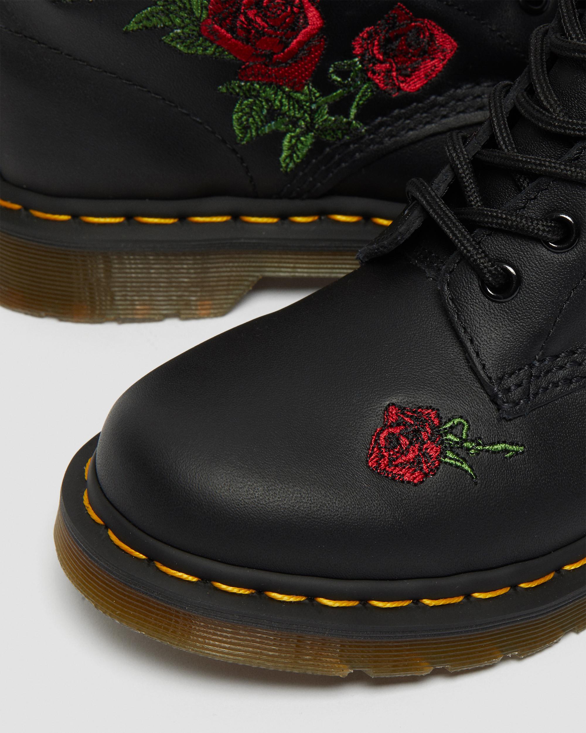 dr martens black flowers