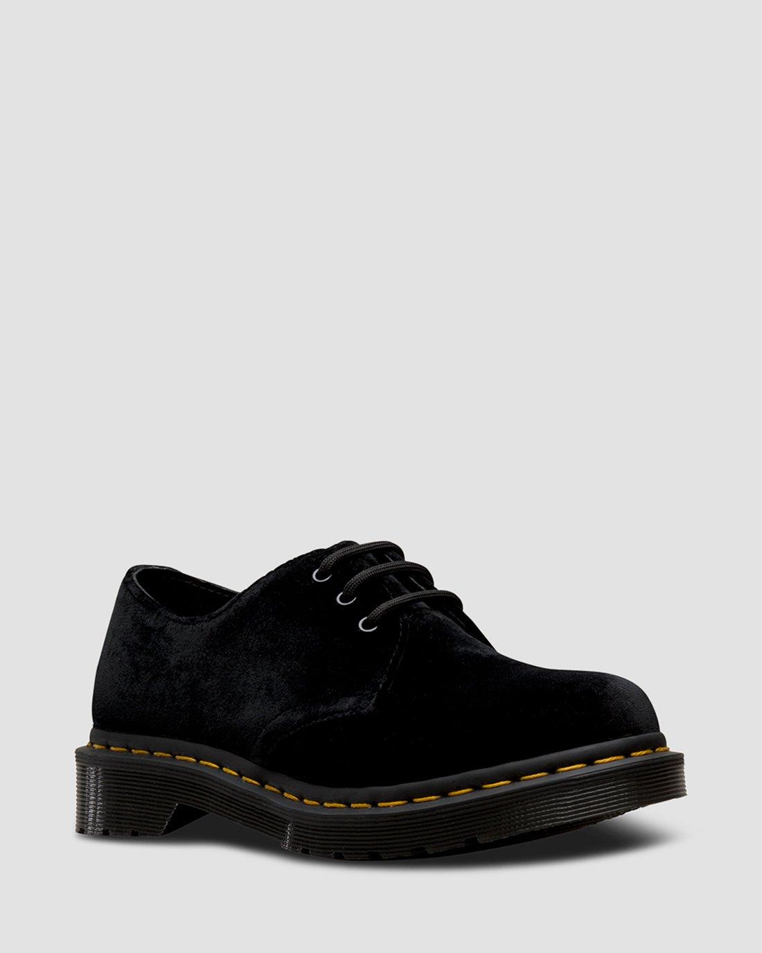 black 1461 pascal velvet flat shoes