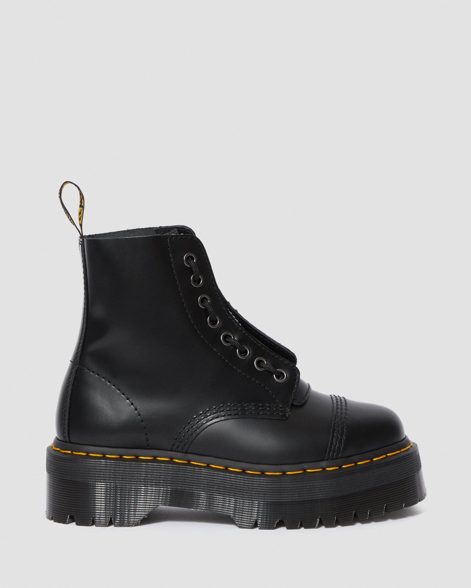 dr martens sinclair black leather zip chunky flatform boots