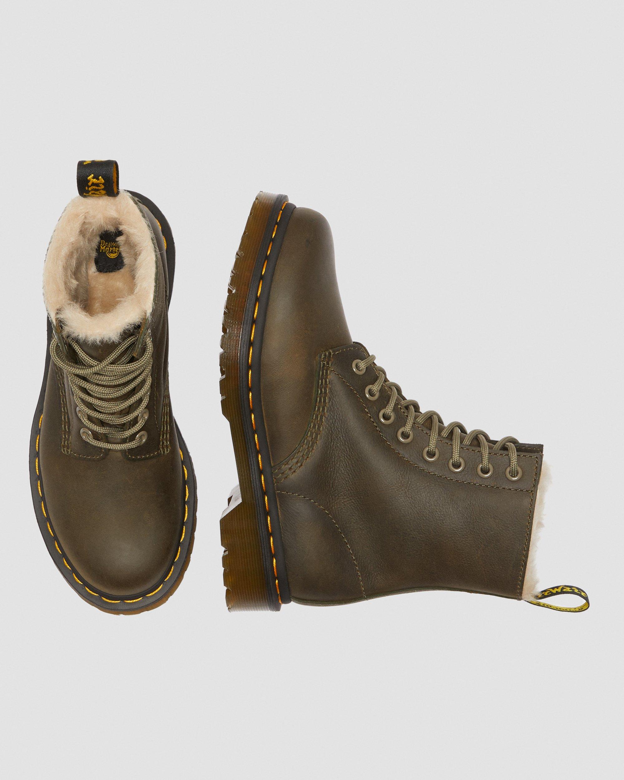 1460 serena faux fur lined ankle boots brown