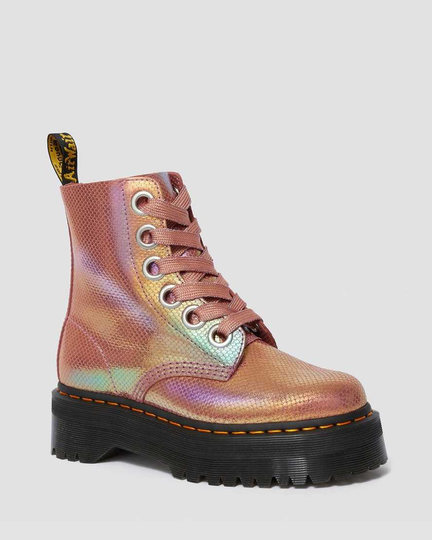 MOLLY IRIDESCENT LEATHER PLATFORM BOOTS | Dr Martens