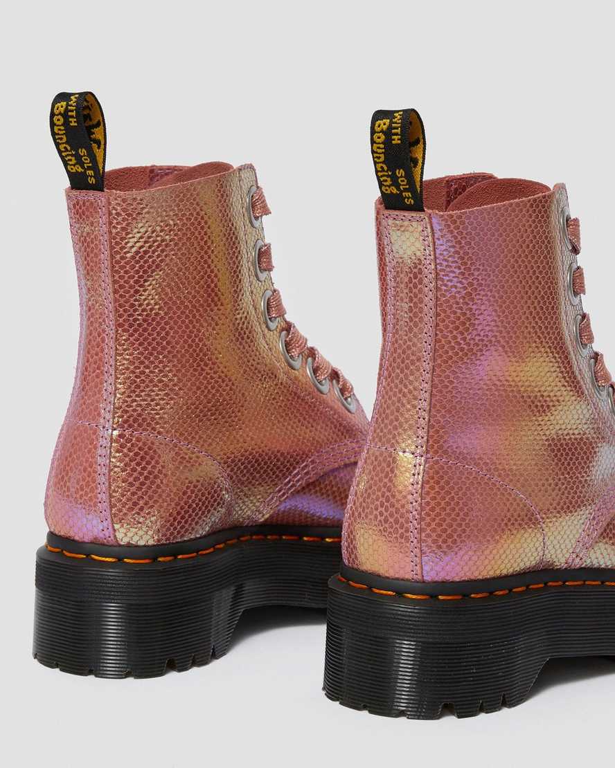MOLLY IRIDESCENT LEATHER PLATFORM BOOTS | Dr Martens
