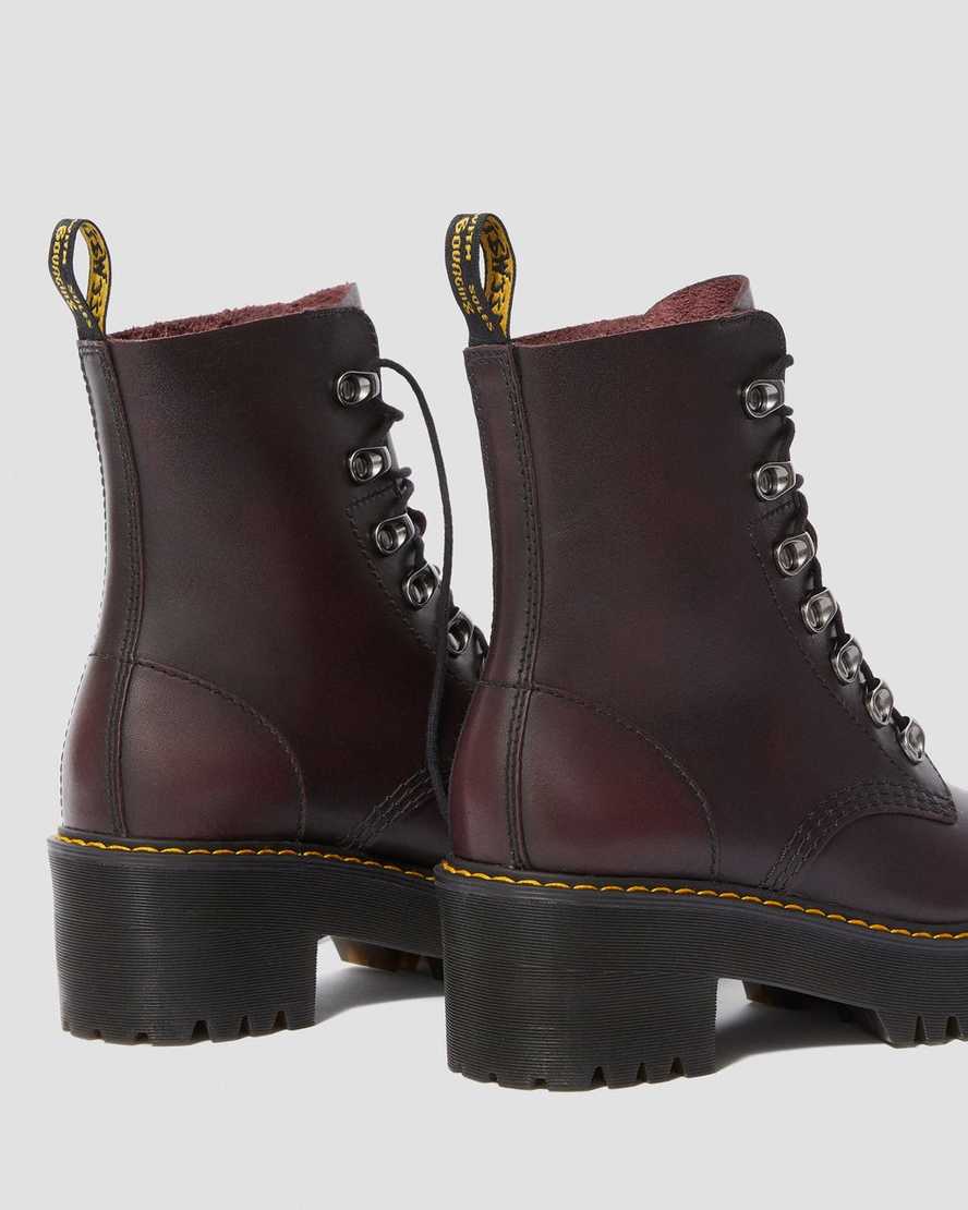 Leona Women's Vintage Leather Heeled Boots | Dr Martens