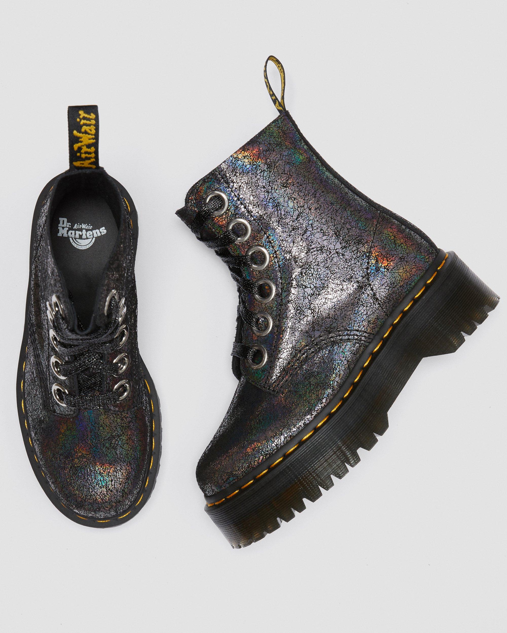 MOLLY METALLIC LEATHER PLATFORM BOOTS Dr. Martens Official