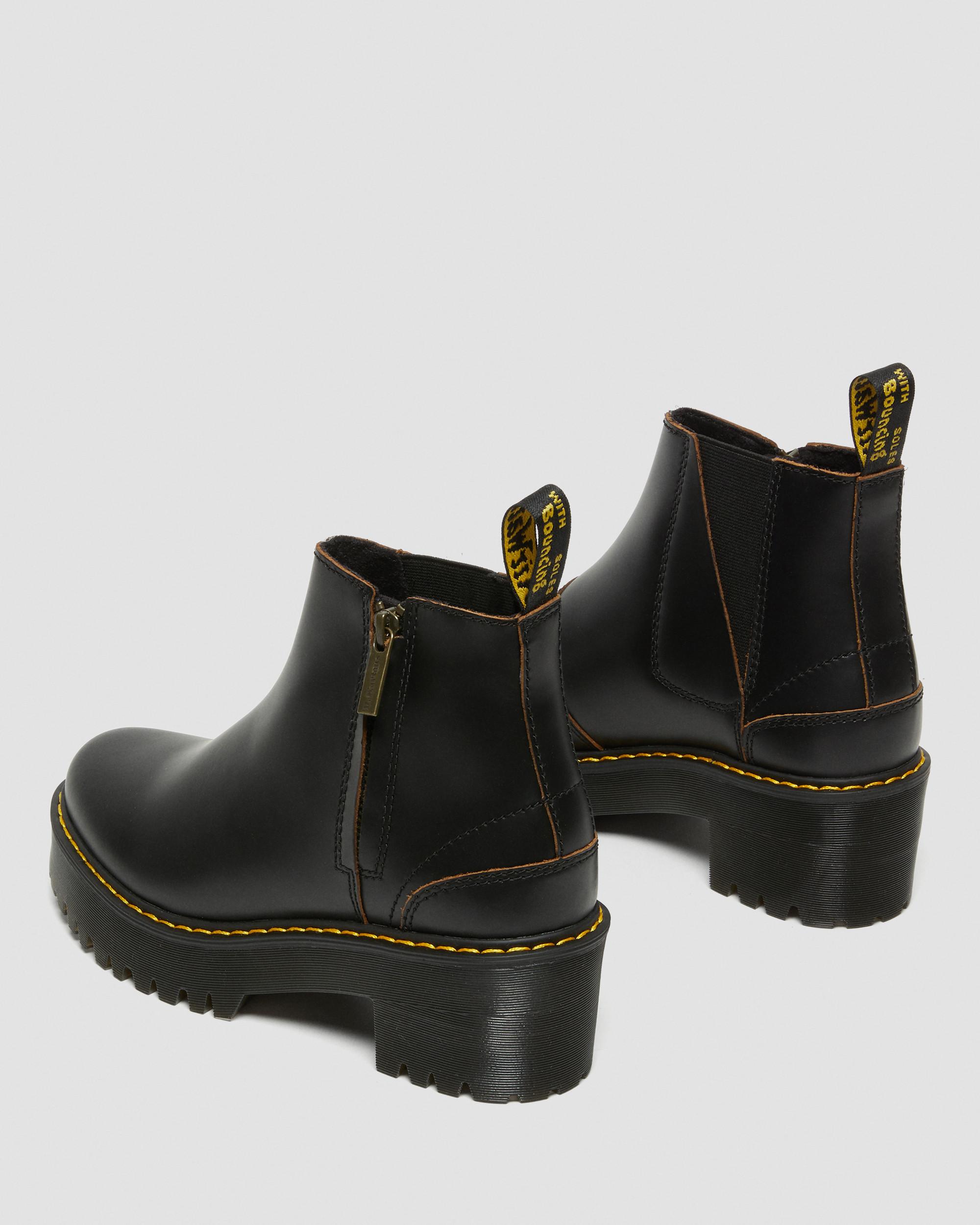 dr martens rometty black leather heeled chelsea boots