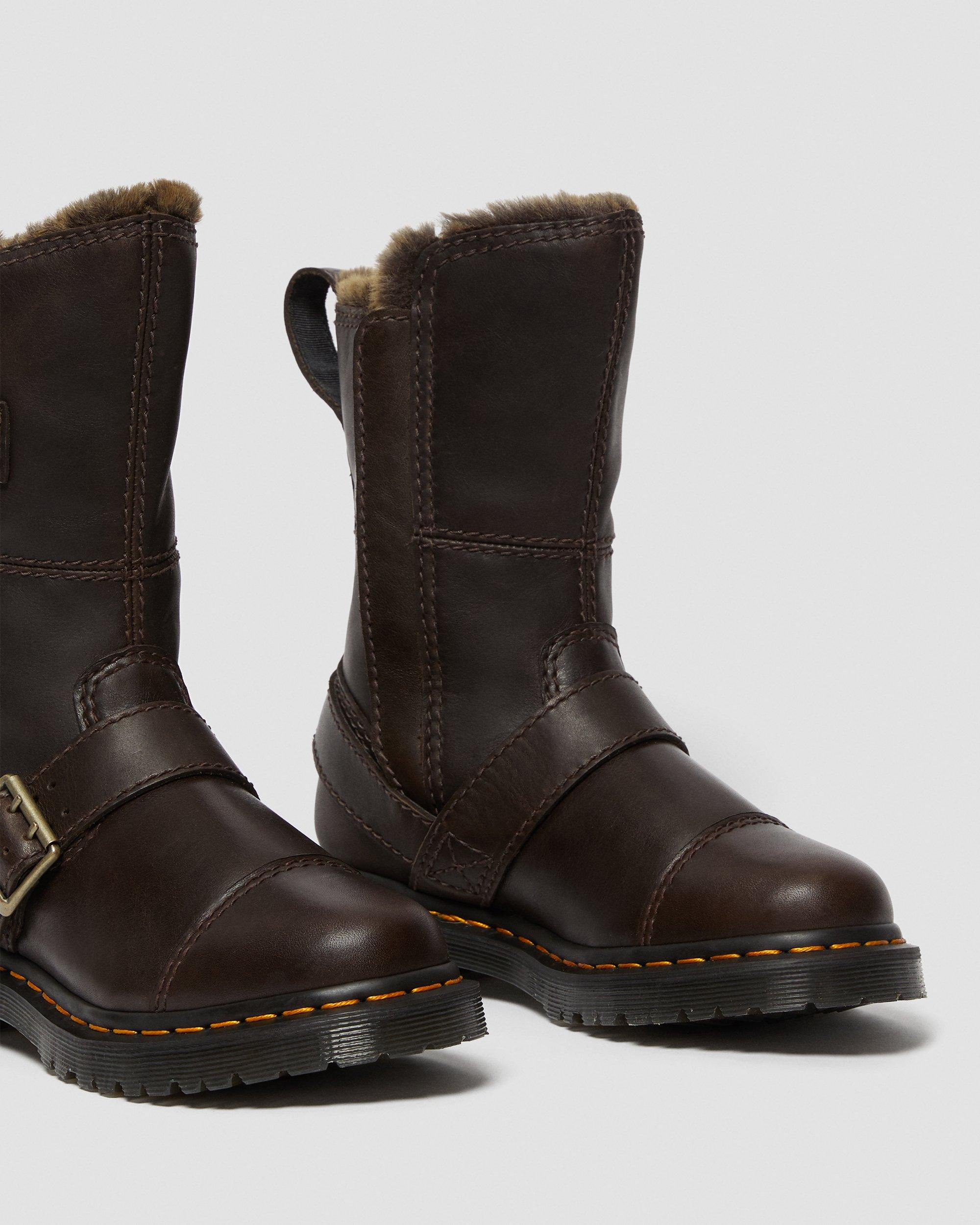 dr martens black kristy mid fur lined boots