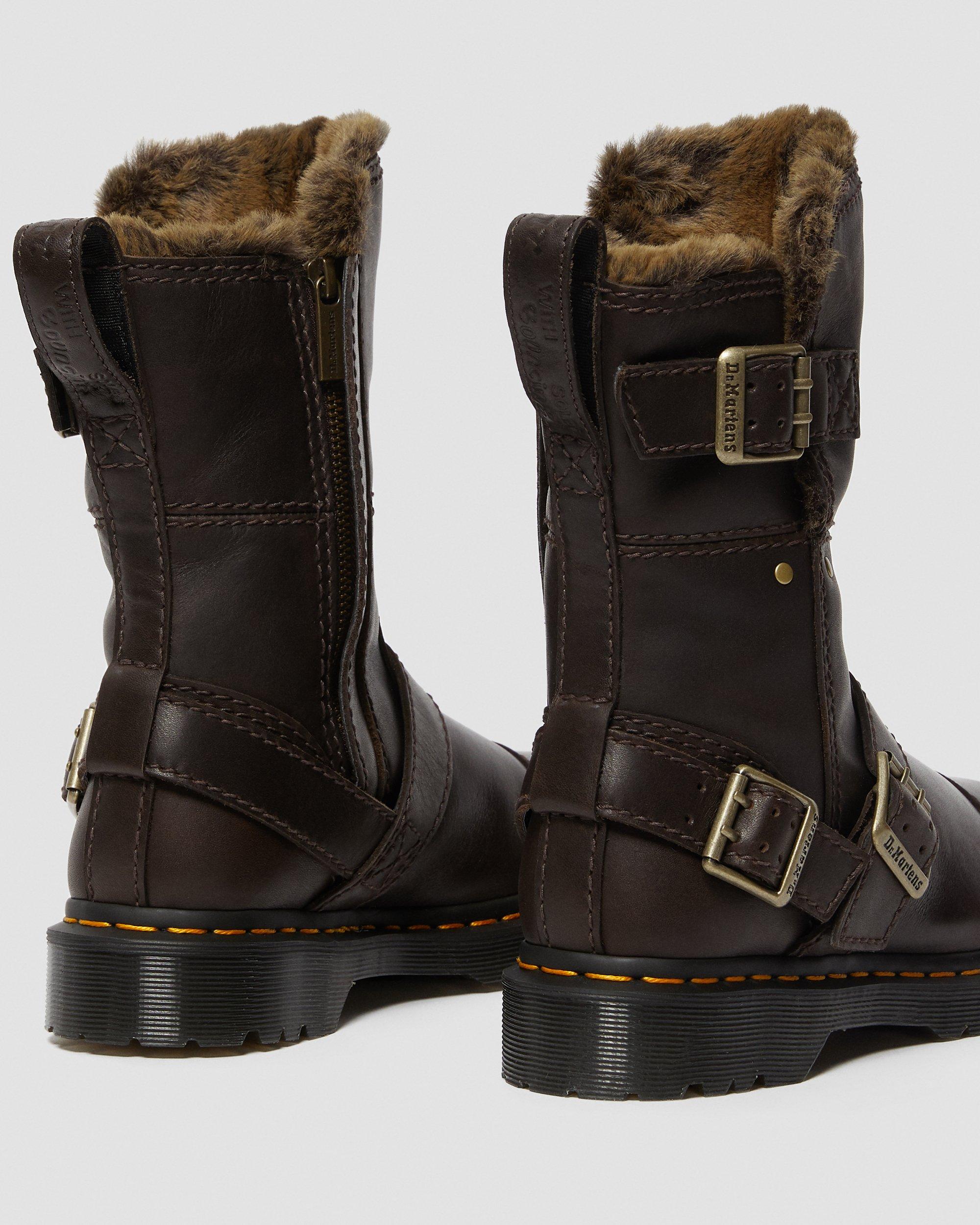 dr martens black kristy mid fur lined boots