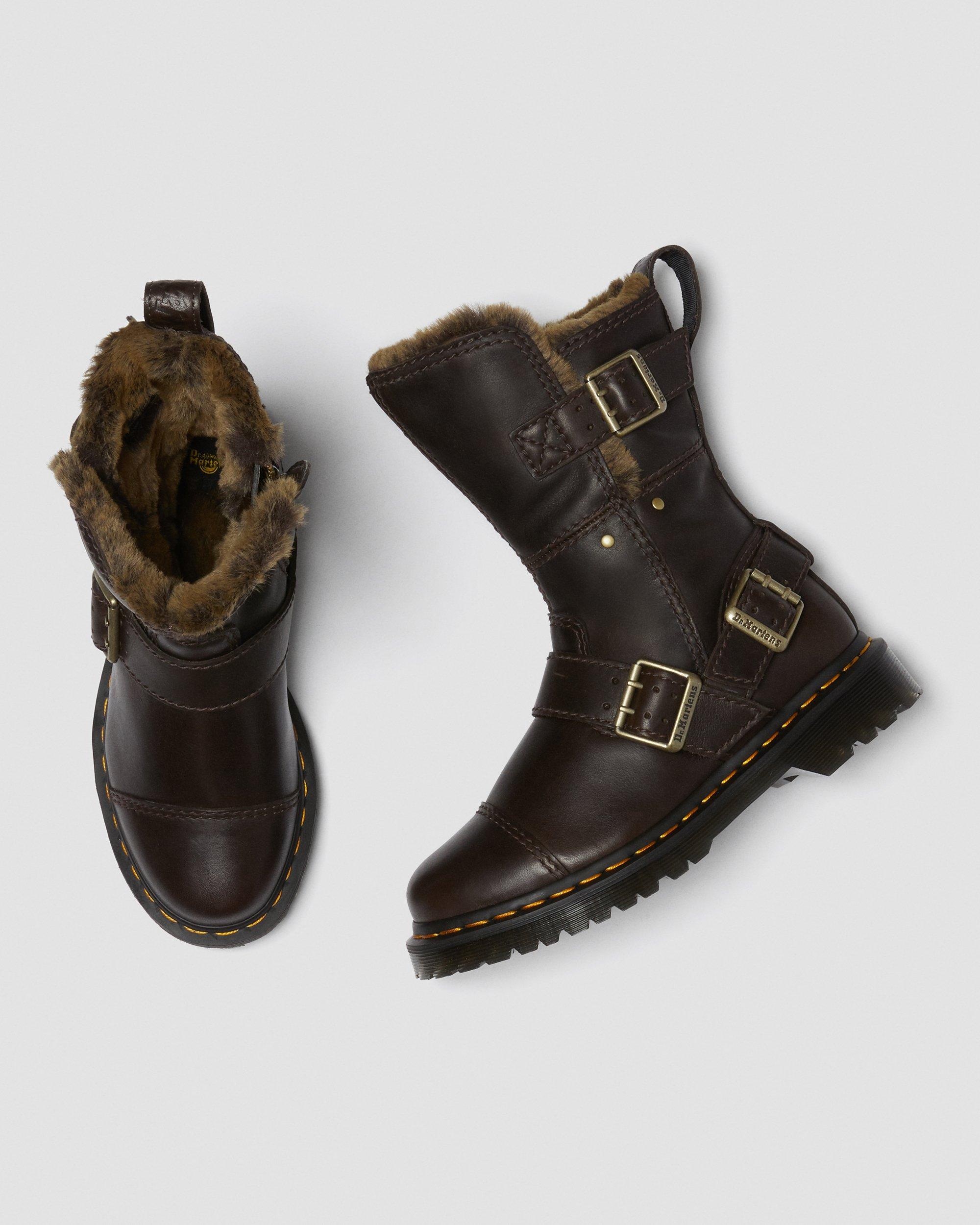 dr martens black kristy mid fur lined boots