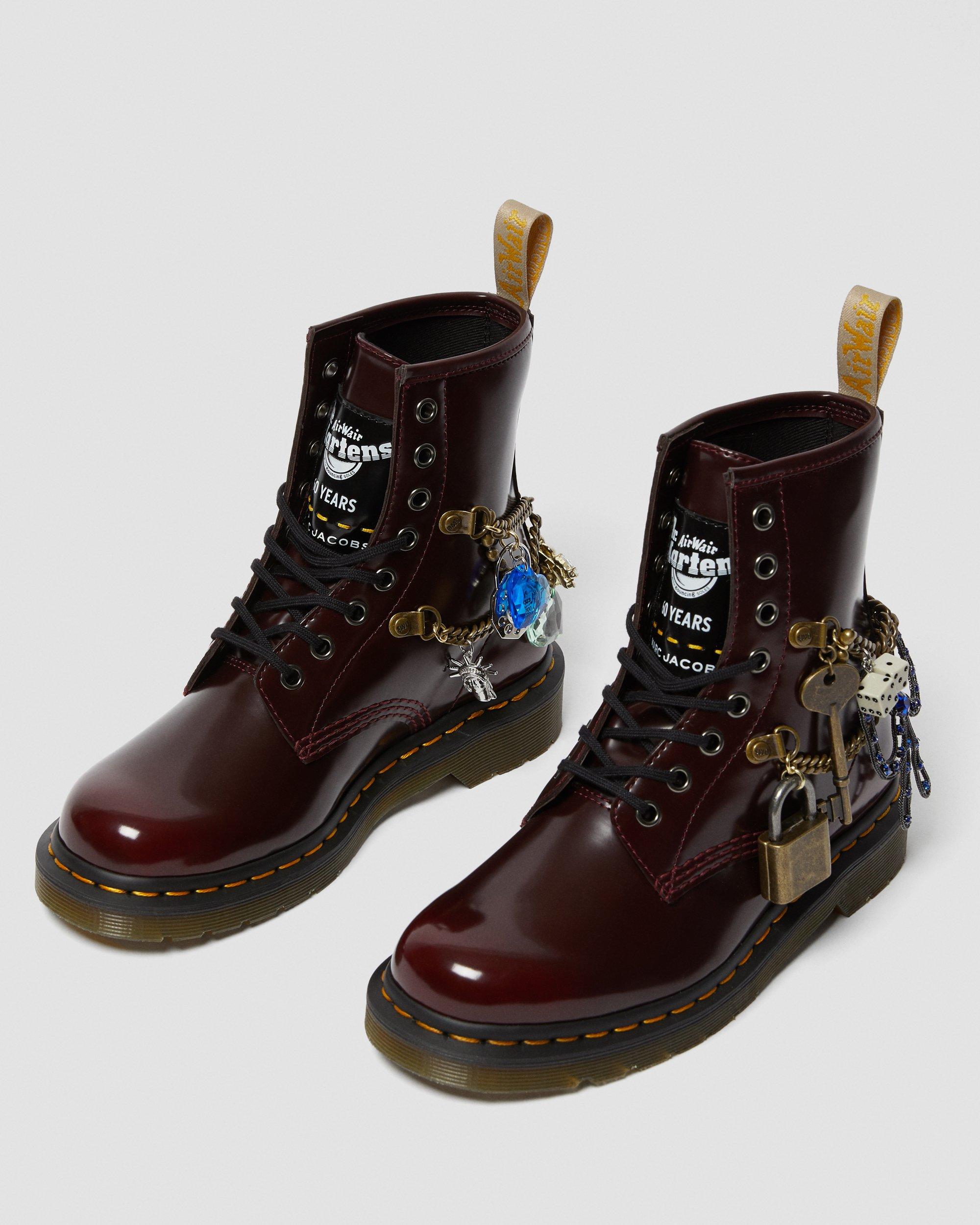 dr martens vegan 146 red chrome flat ankle boots