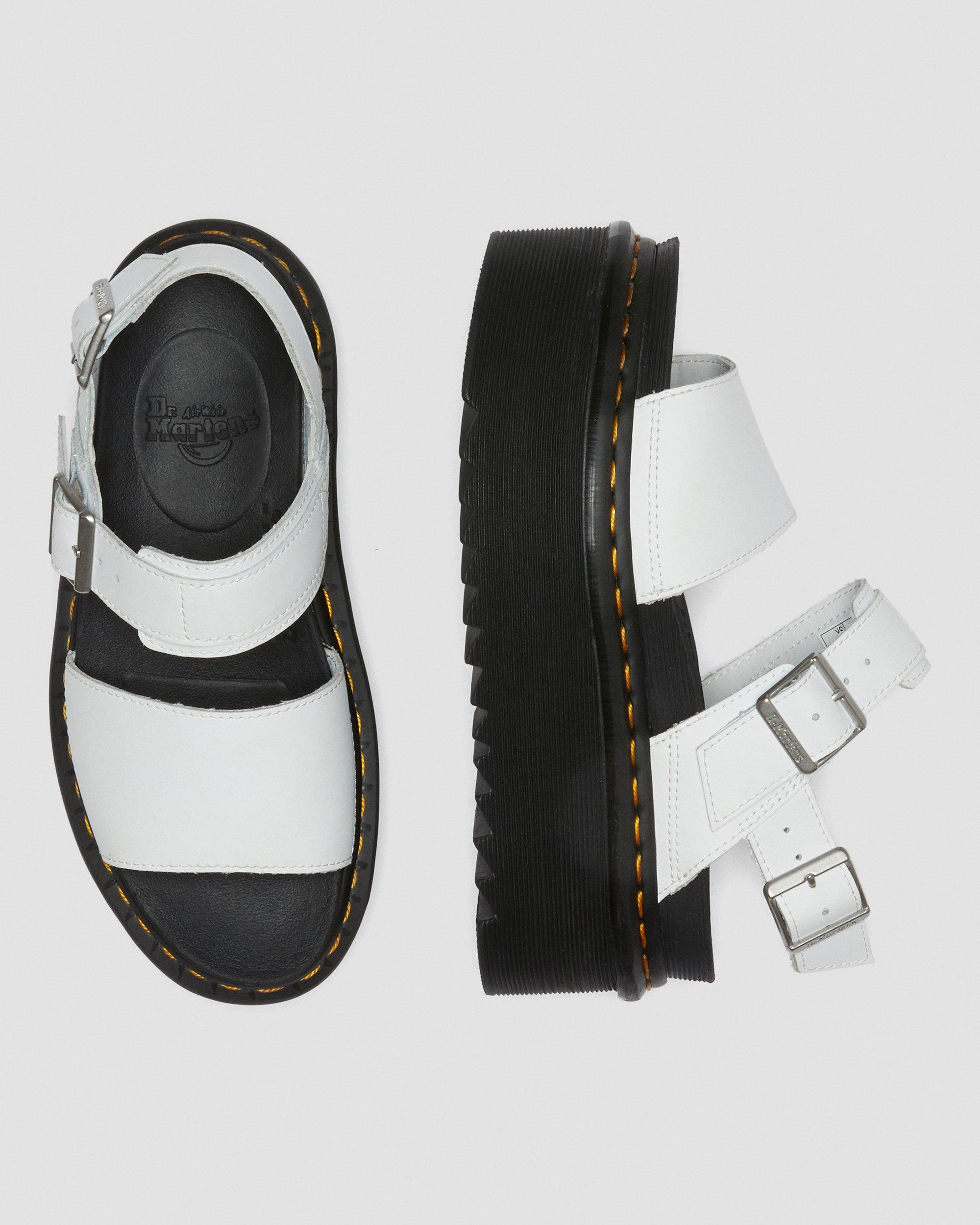 Voss Women's Leather Strap Platform Sandals in White Dr. Martens