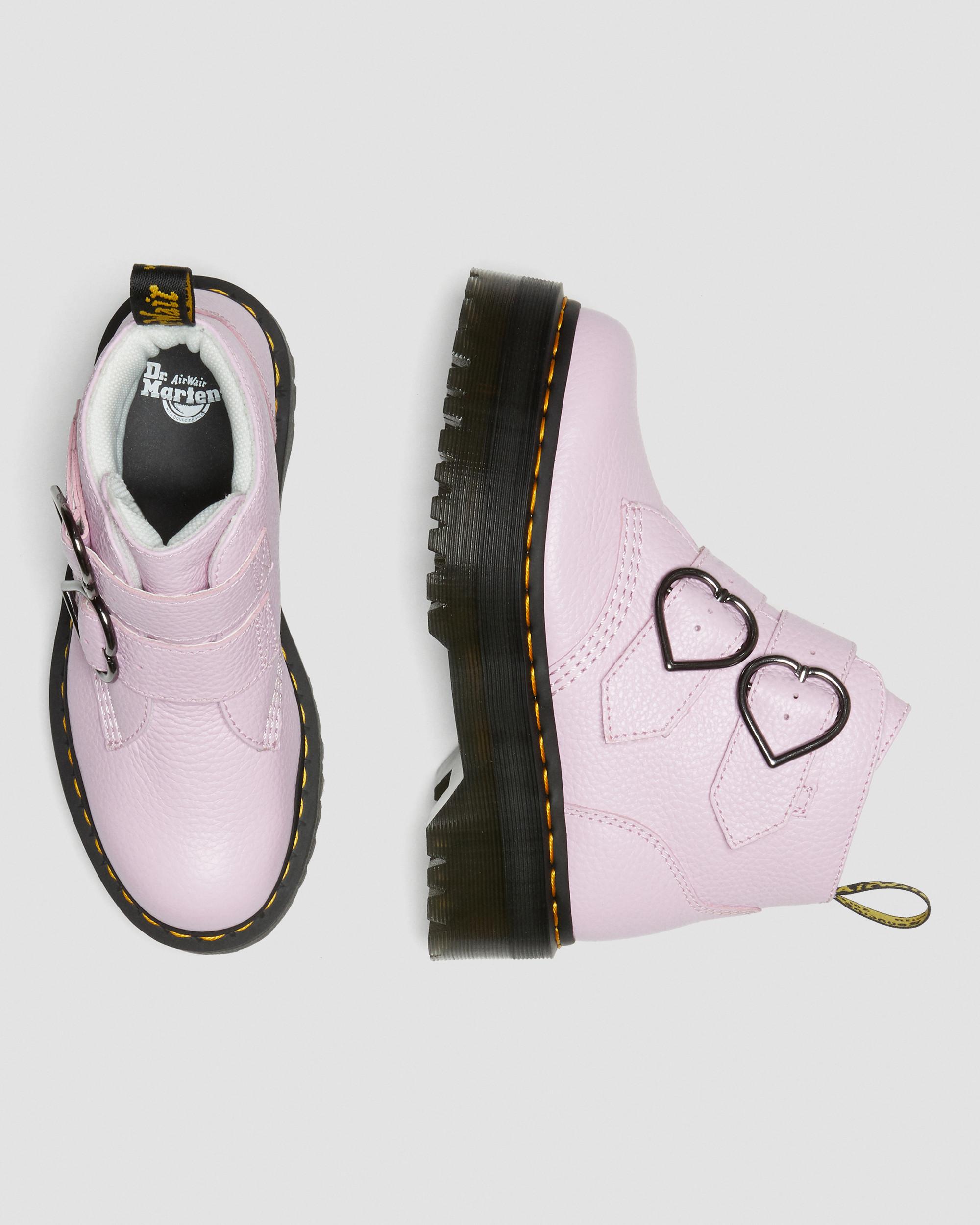 dr martens devon heart boots in white