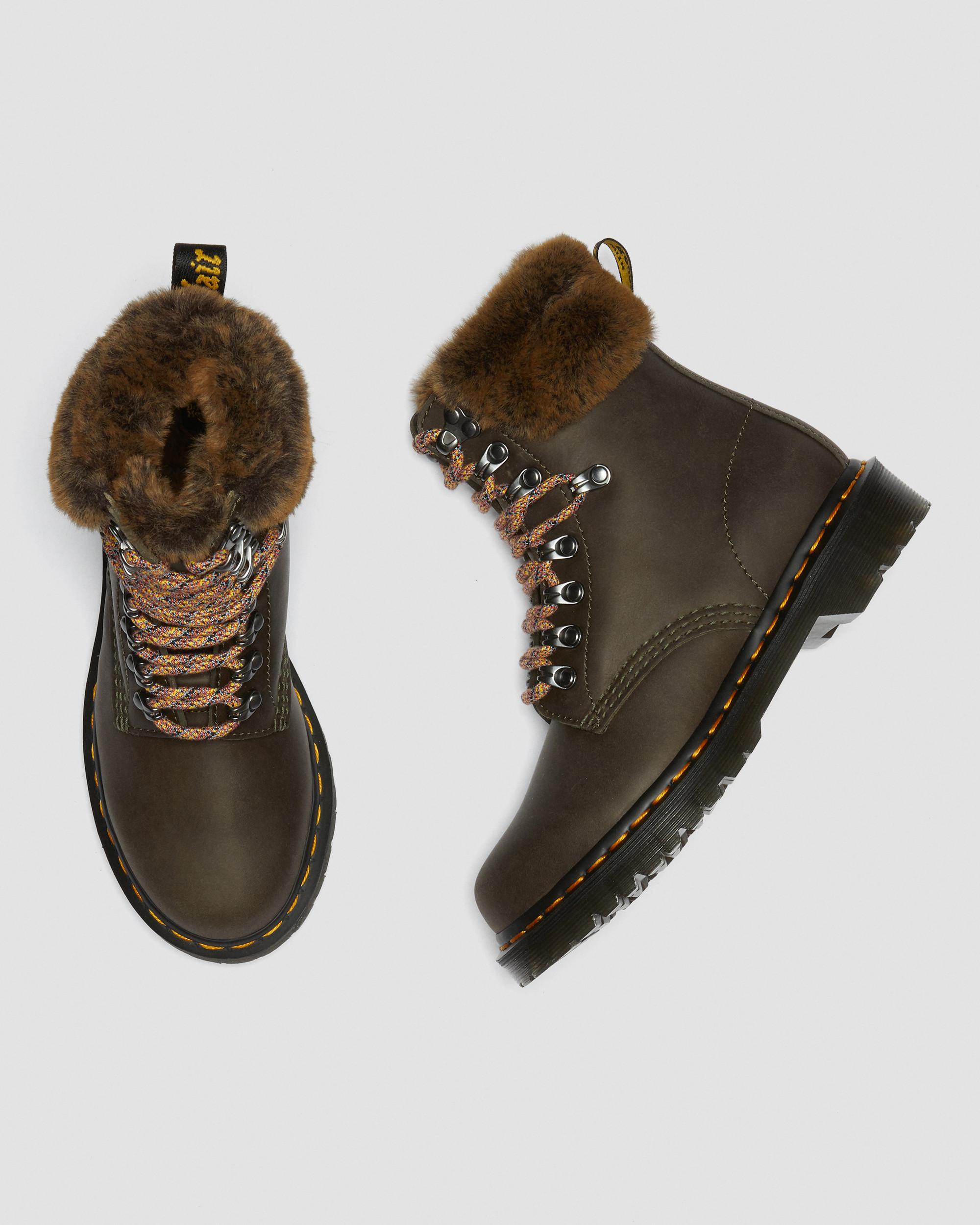 1460 Serena Collar Faux Fur Lined Lace Up Boots Dr Martens