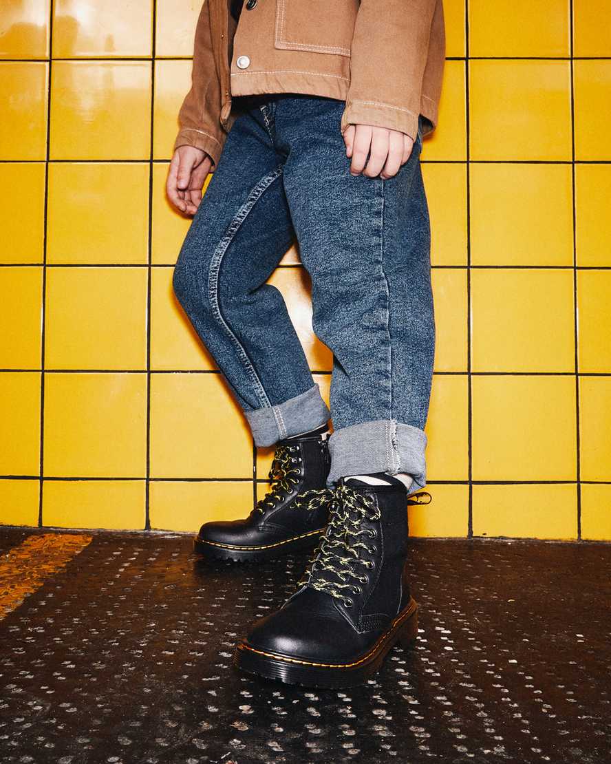 https://i1.adis.ws/i/drmartens/26985001.88.jpg?$large$Junior 1460 Panel Canvas and Leather Lace Up Boots | Dr Martens