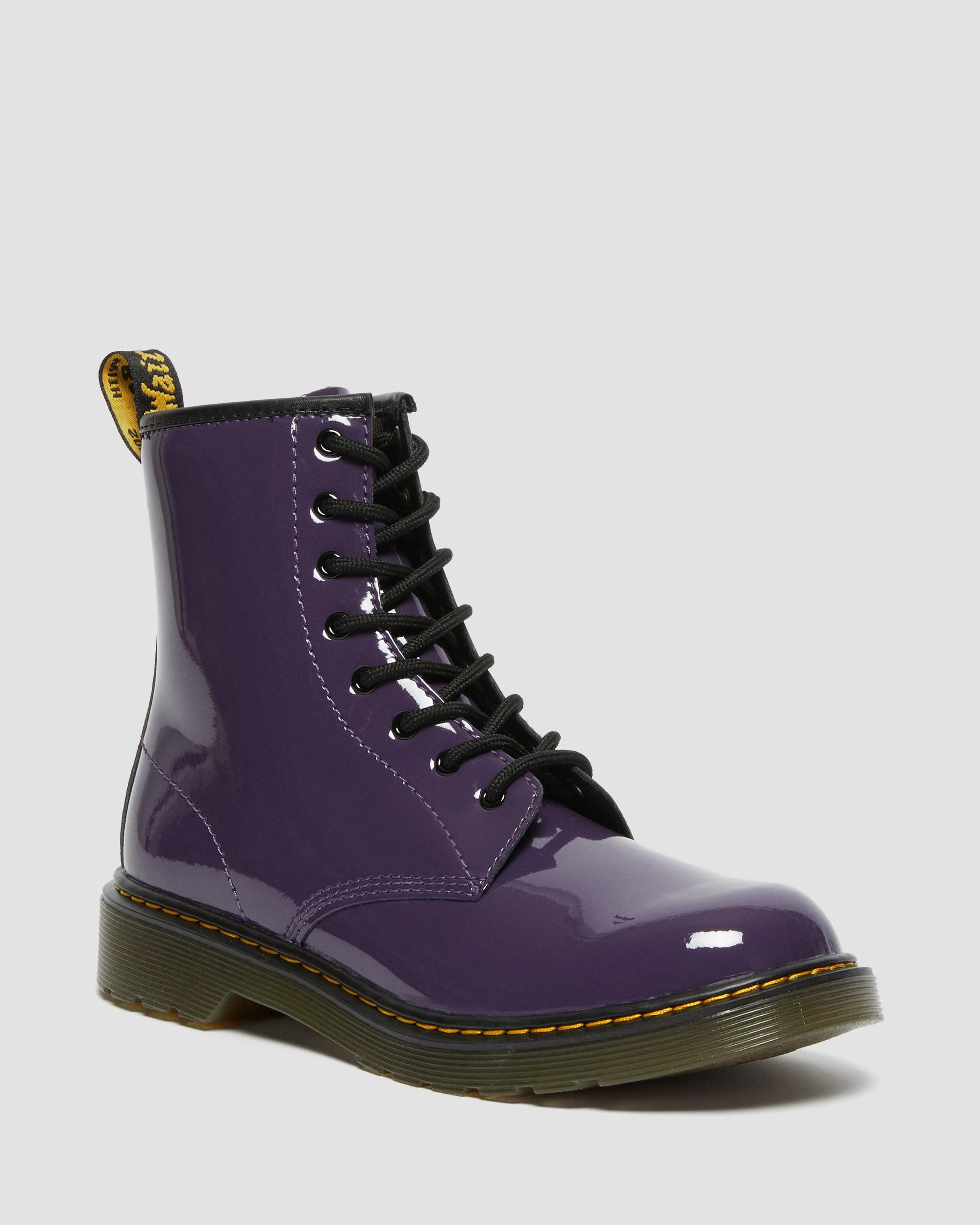 Dr. Martens Youth 1460 Patent Leather Lace Up Boots In Blackcurrant ...