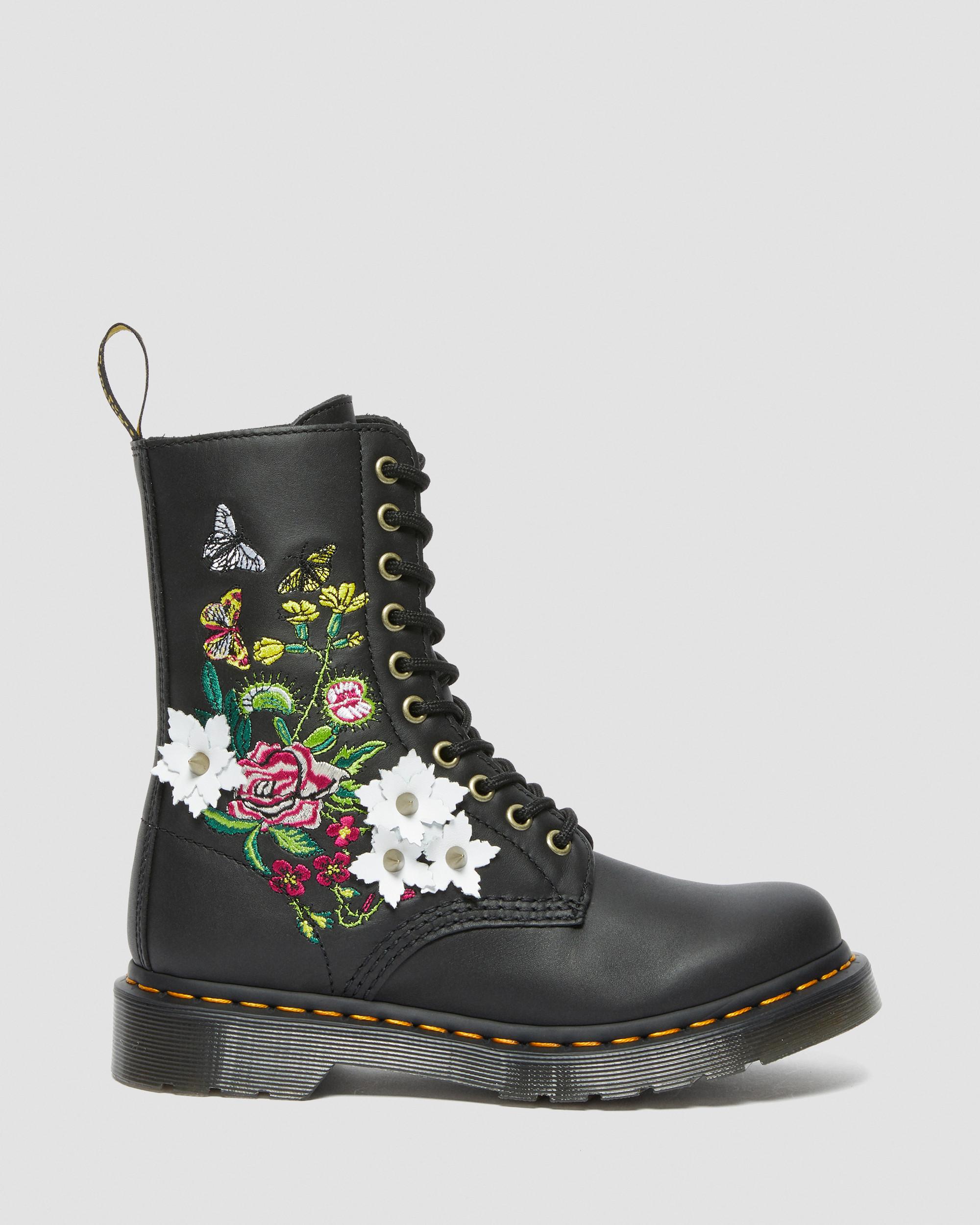 1490 Floral Bloom Leather Mid-Calf Boots | Dr. Martens