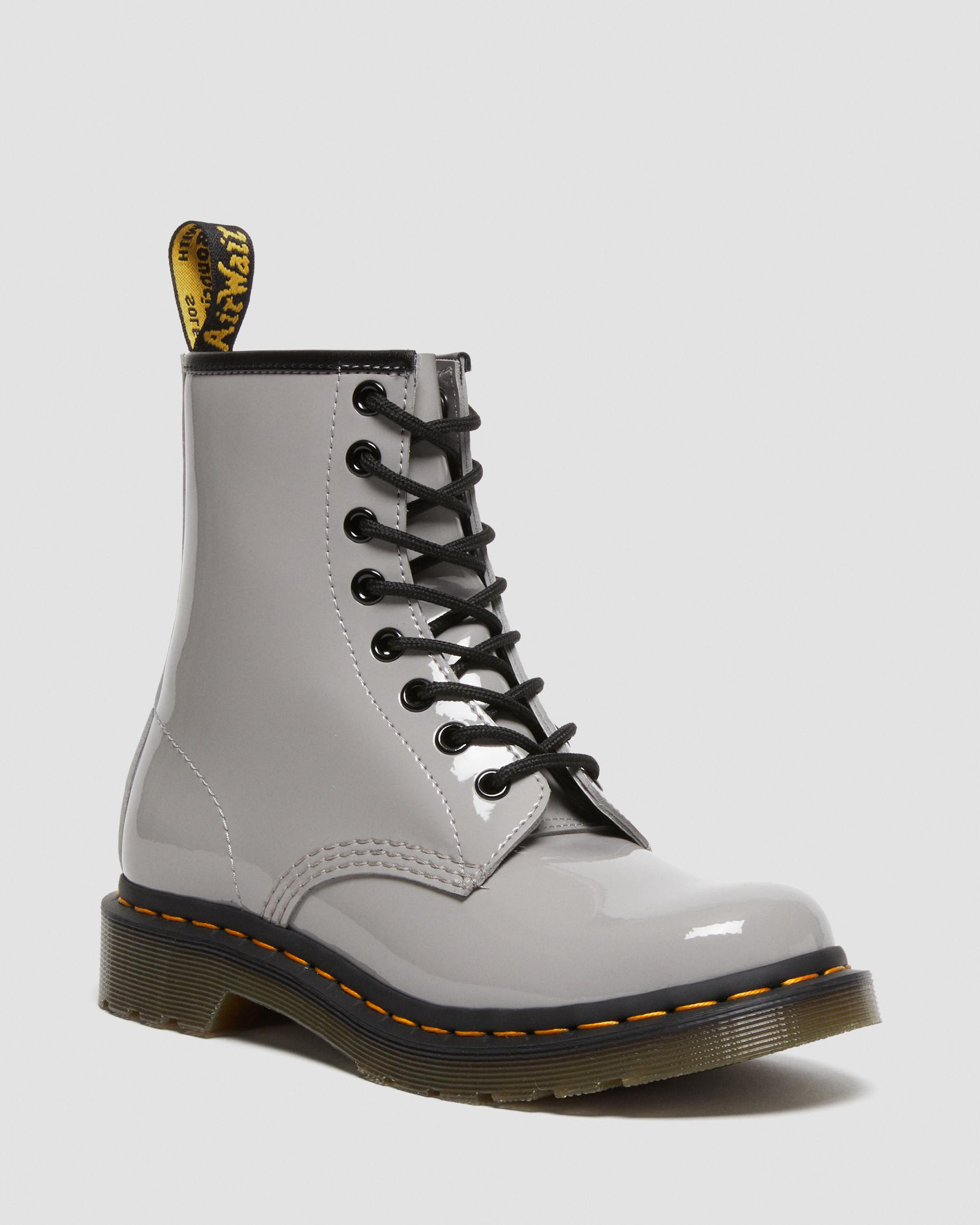 patent leather steel toe boots