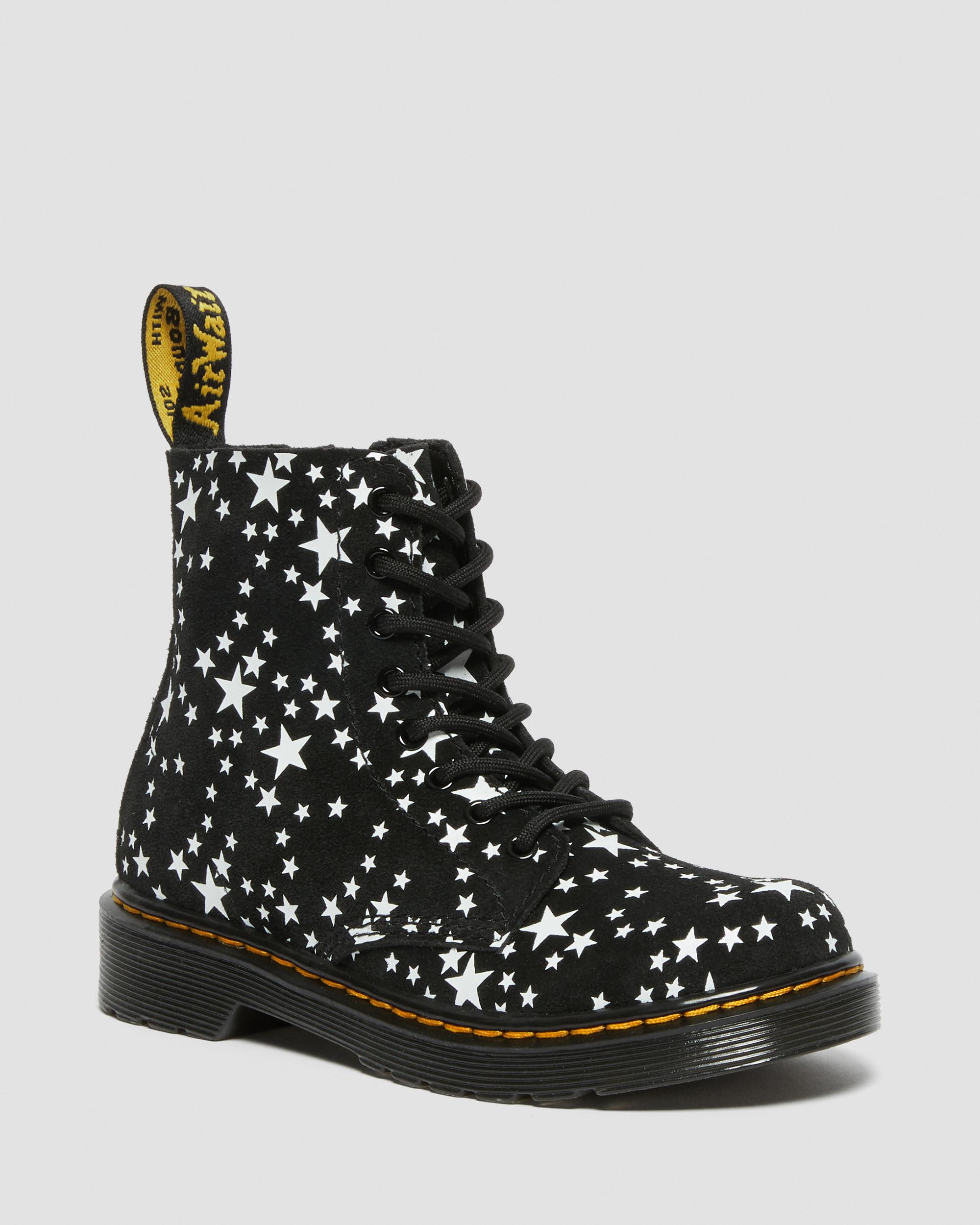Dr. Martens' Kinder 1460 Pascal Star Suede Lace Up Stiefel In Schwarz
