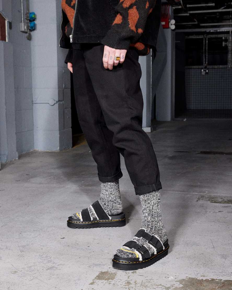 Myles Suede Fur-Lined Buckle Slide Sandals Myles Suede Fur-Lined Buckle Slide Sandals | Dr Martens