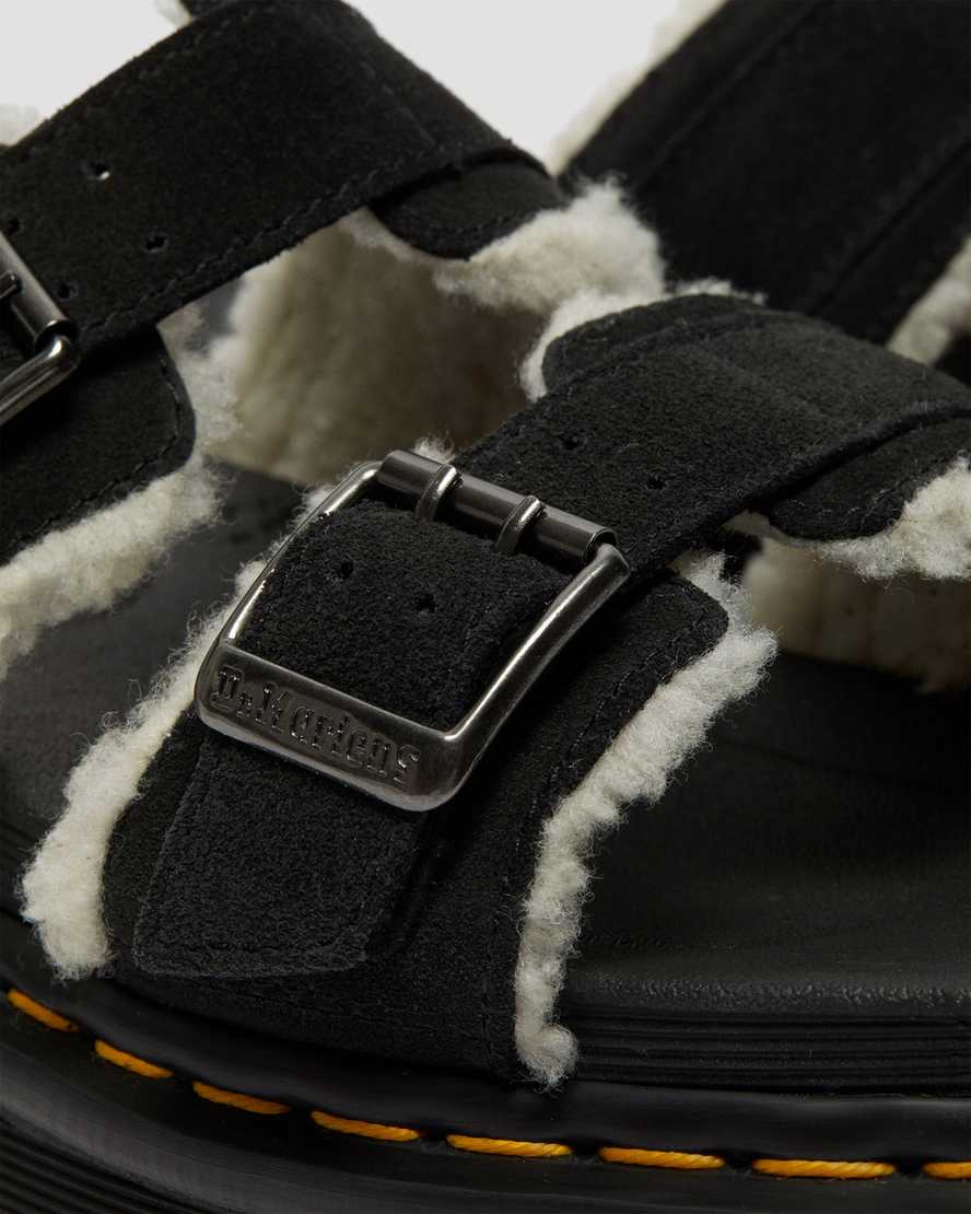 Myles Suede Fur-Lined Buckle Slide Sandals Myles Suede Fur-Lined Buckle Slide Sandals | Dr Martens
