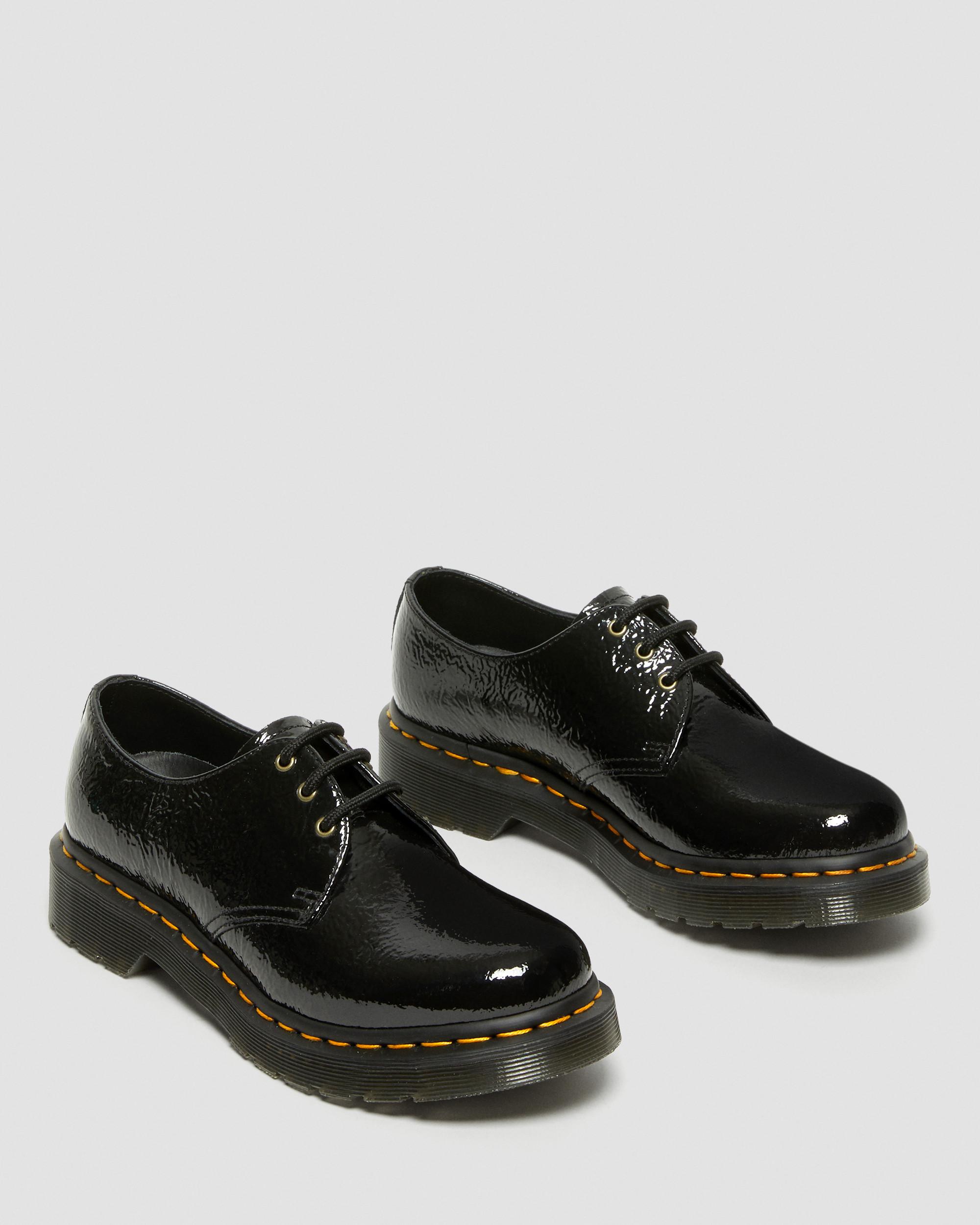 Dr. Martens, 1461 Women's Distressed Patent Oxford Shoes in Black