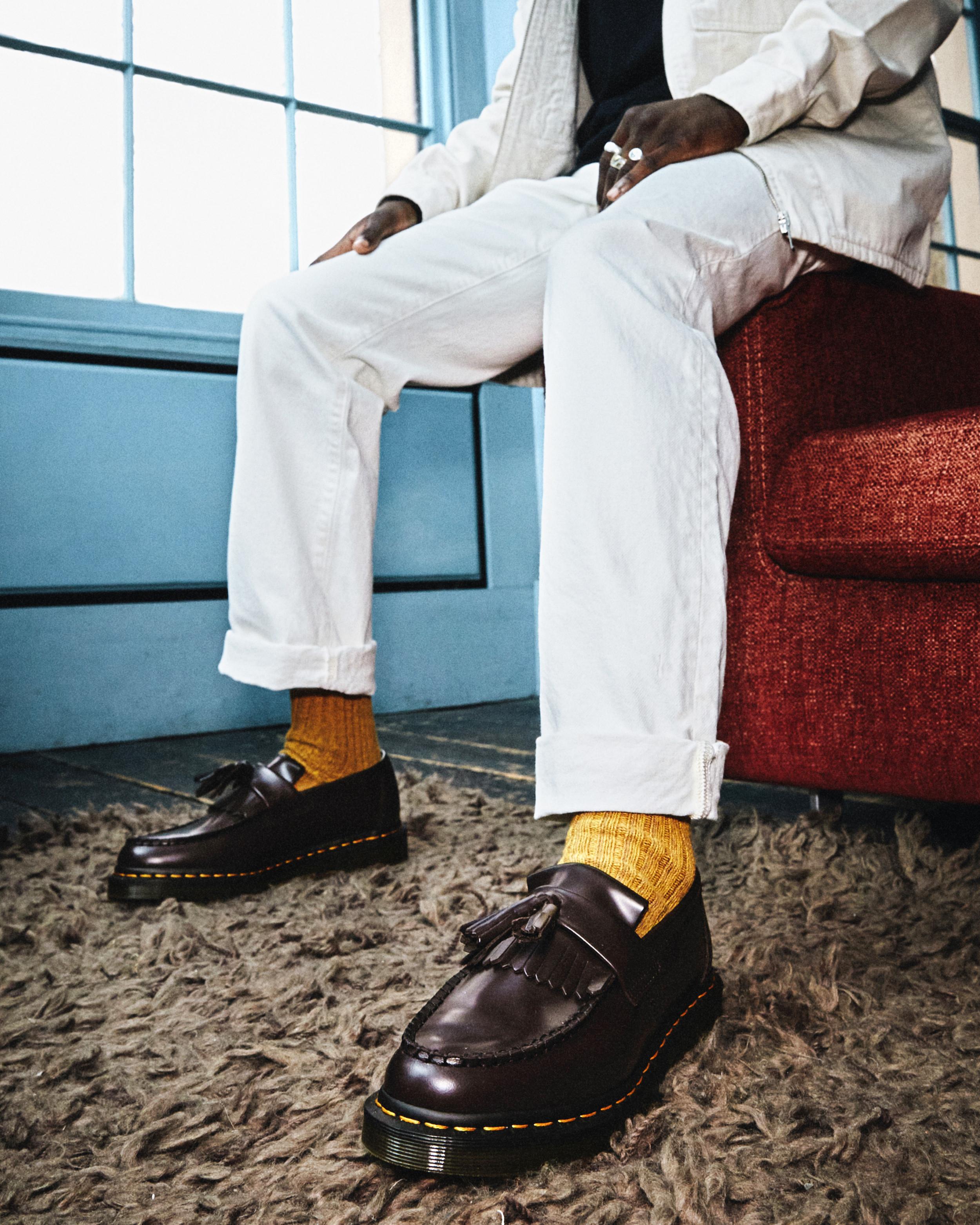 dr martens adrian yellow stitch tassel loafer