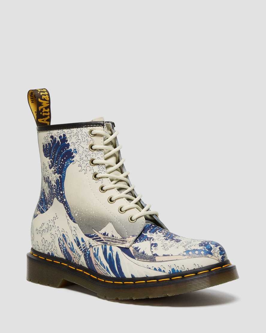 Dr. Martens 1460 The Met Leather Lace Up Boots In Great Wave