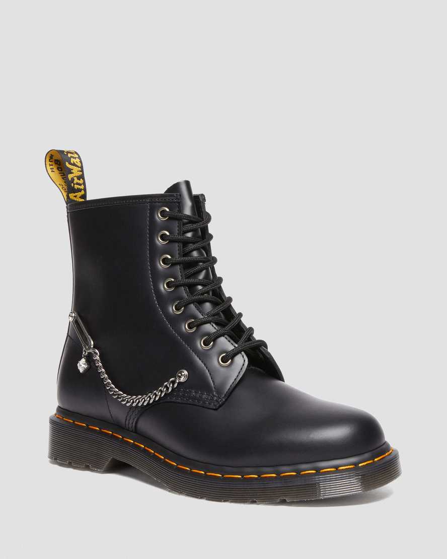 Dr. Martens 1460 Swarovski Leather Lace Up Boots In Black