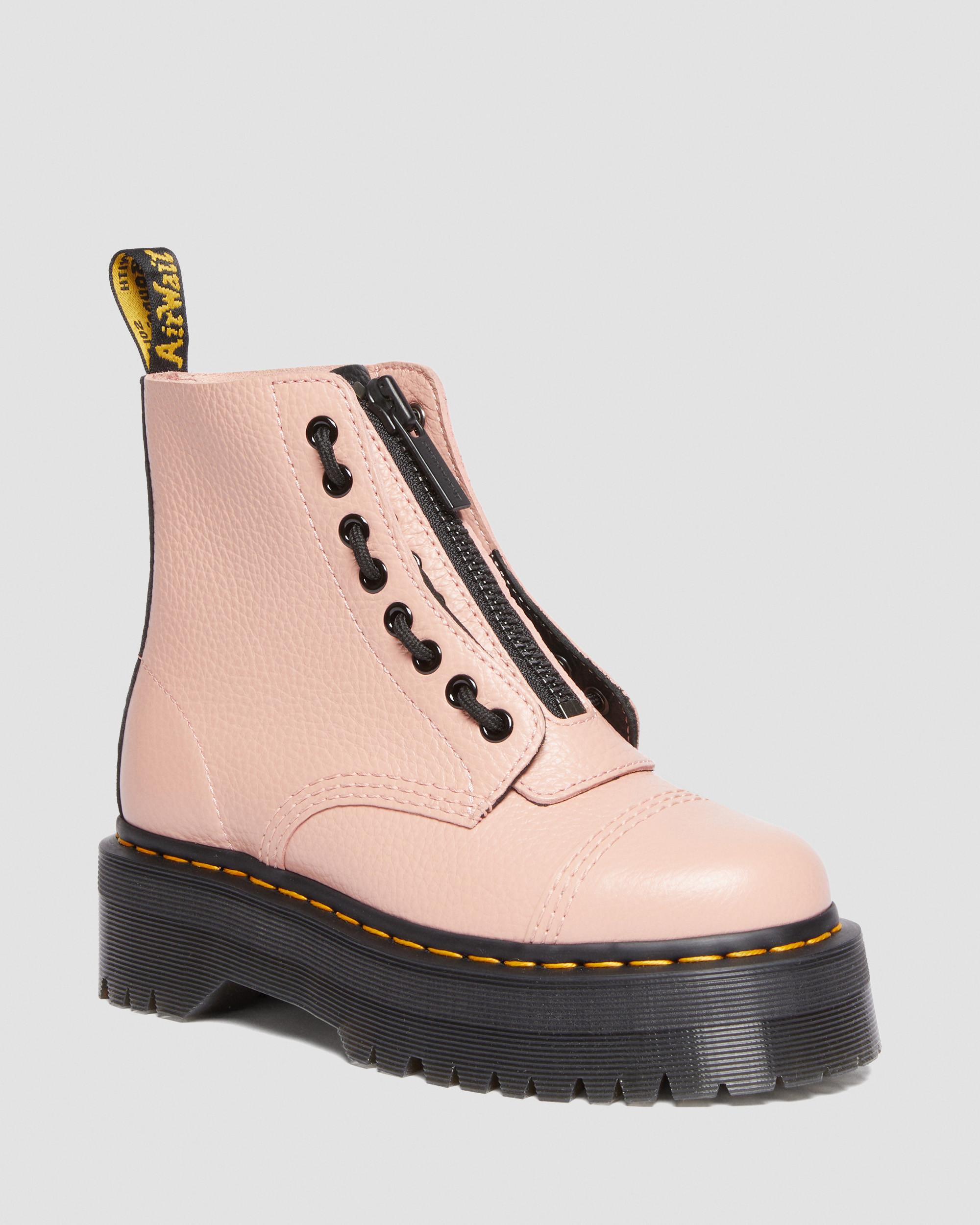 Dr. Martens' Sinclair Flatform Boots In Peach Leather-orange In Pink