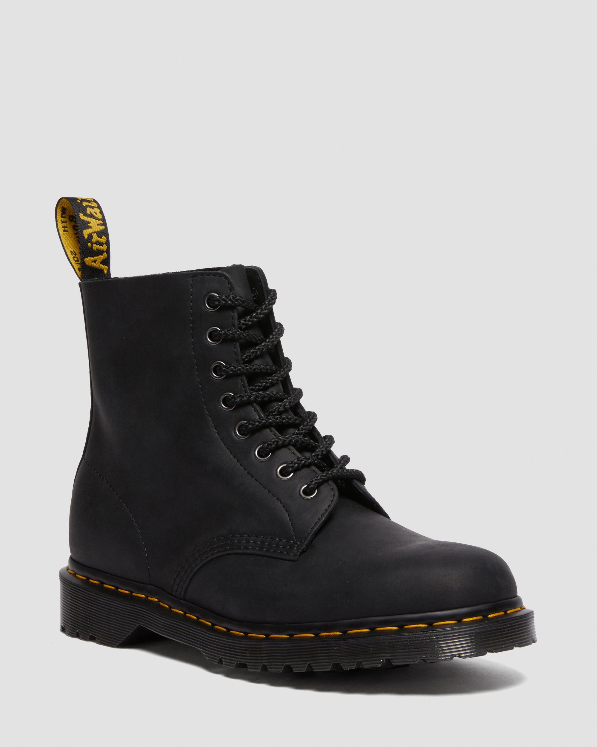 Dr. Martens' 1460 Pascal Waxed Full Grain Leather Lace Up Boots In Schwarz