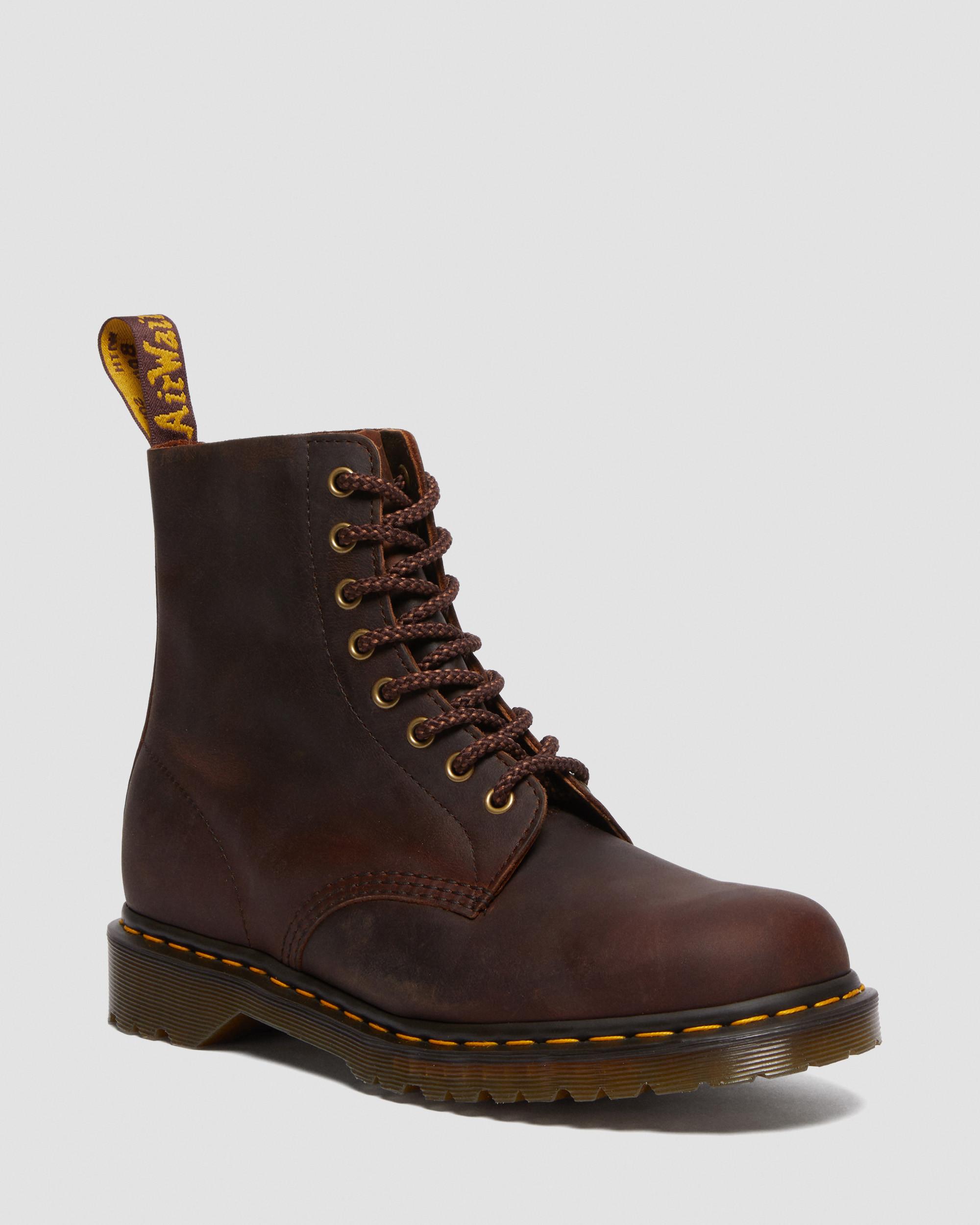 Dr. Martens' 1460 Pascal Waxed Full Grain Leather Lace Up Boots In Brown