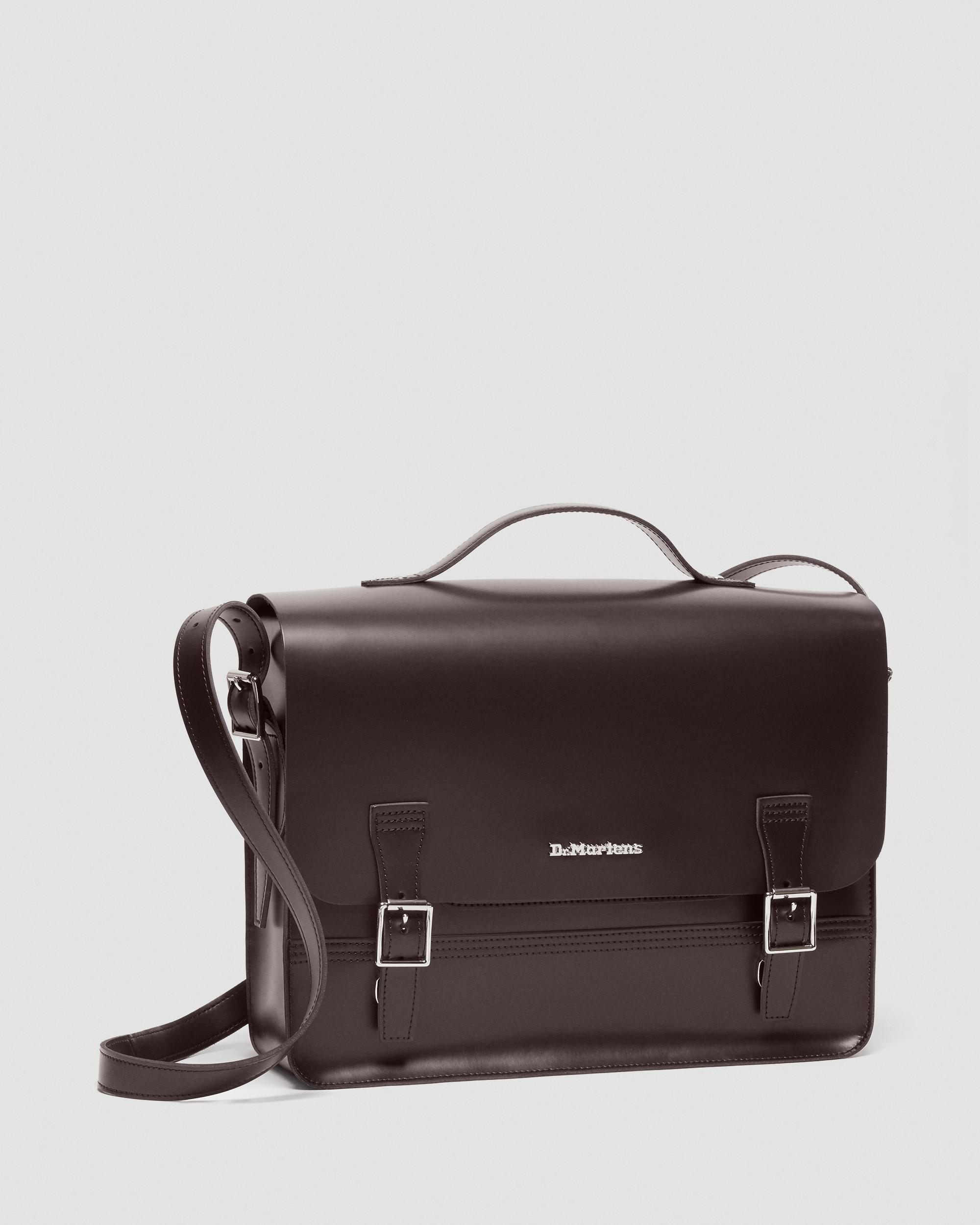 Dr. Martens, Leather Box Crossbody Messenger Bag in Burgundy, Size One Size