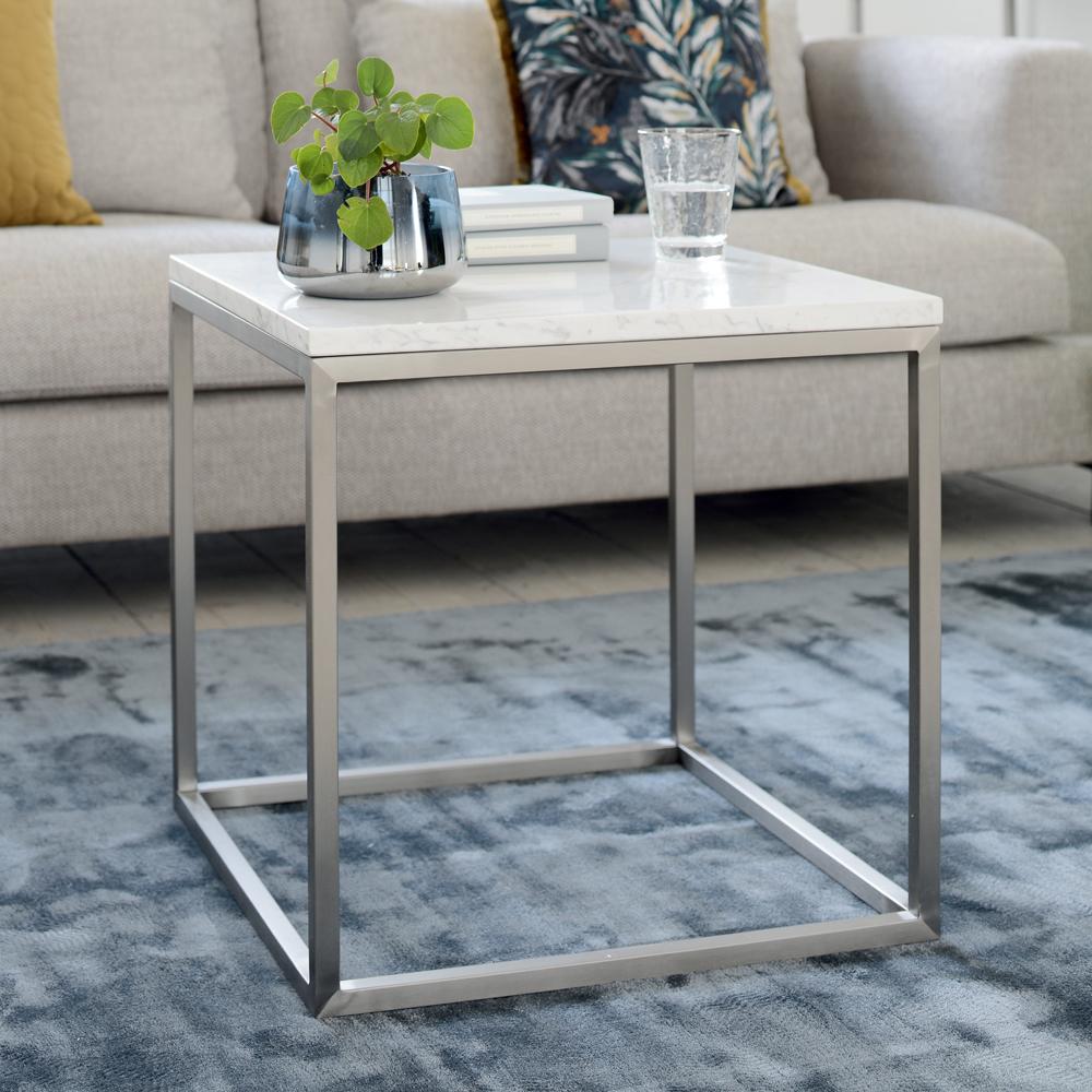 Cadre Marble Side Table White | dwell