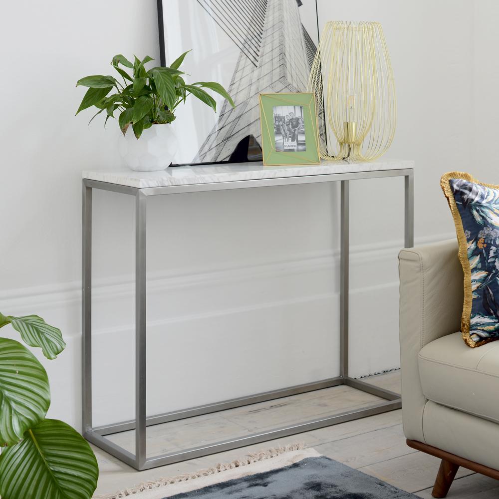 Cadre Marble Console Table White | dwell