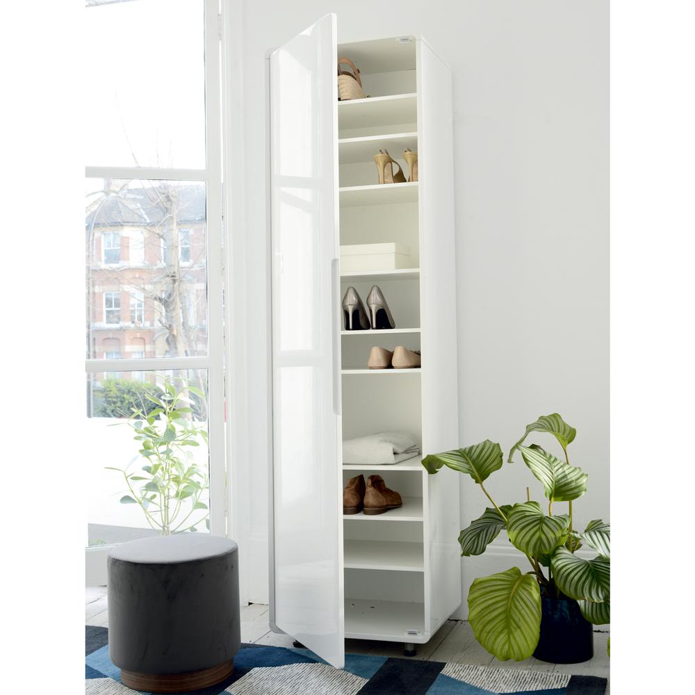 tall white shoe storage