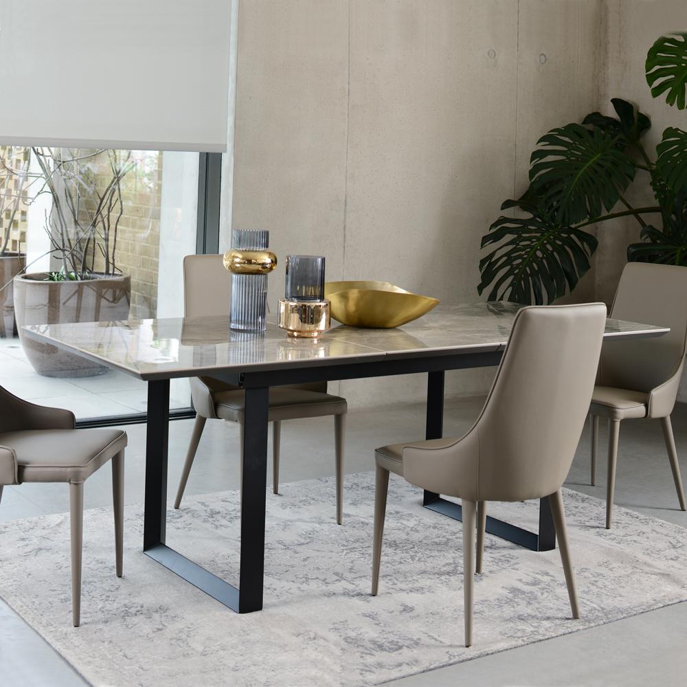 Teno Ceramic Marble Extending 6-8 Seater Dining Table Grey | dwell