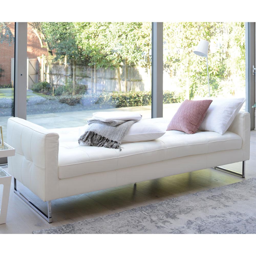 Paris Leather Three Seater Sofa Bed Brilliant White | dwell