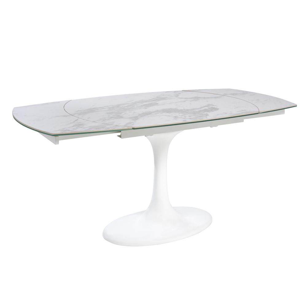 Lille Marble Ceramic Extending 4-6 Seater Dining Table White | dwell