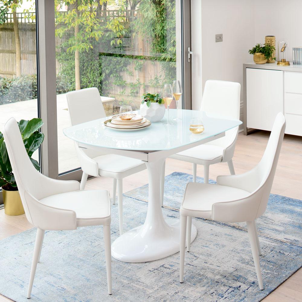 Lille Extending 4 6 Seater Dining Table White Glass Dwell