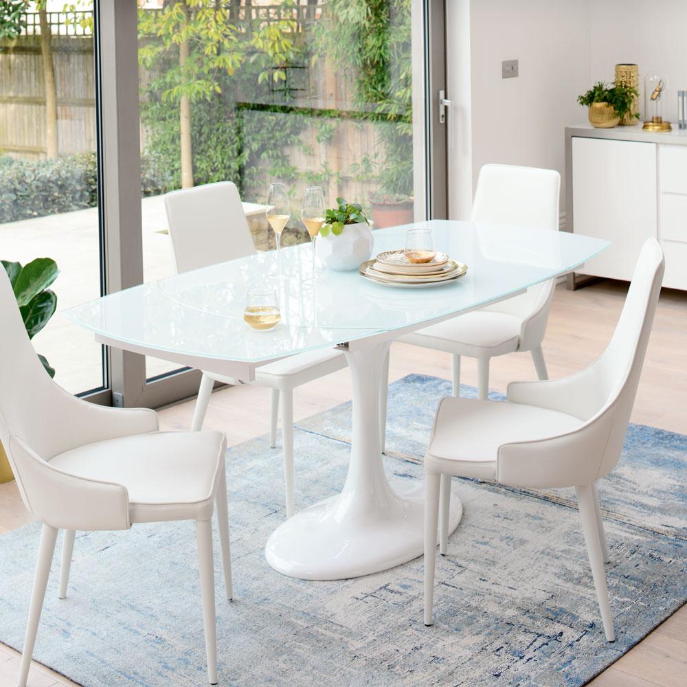 Lille Extending 4 6 Seater Dining Table White Glass Dwell