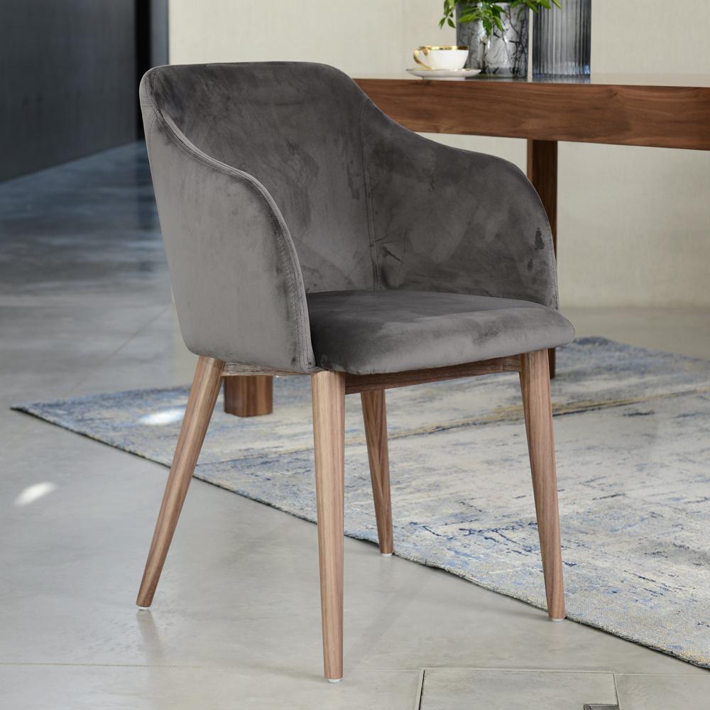 dip dining chair grey velvet