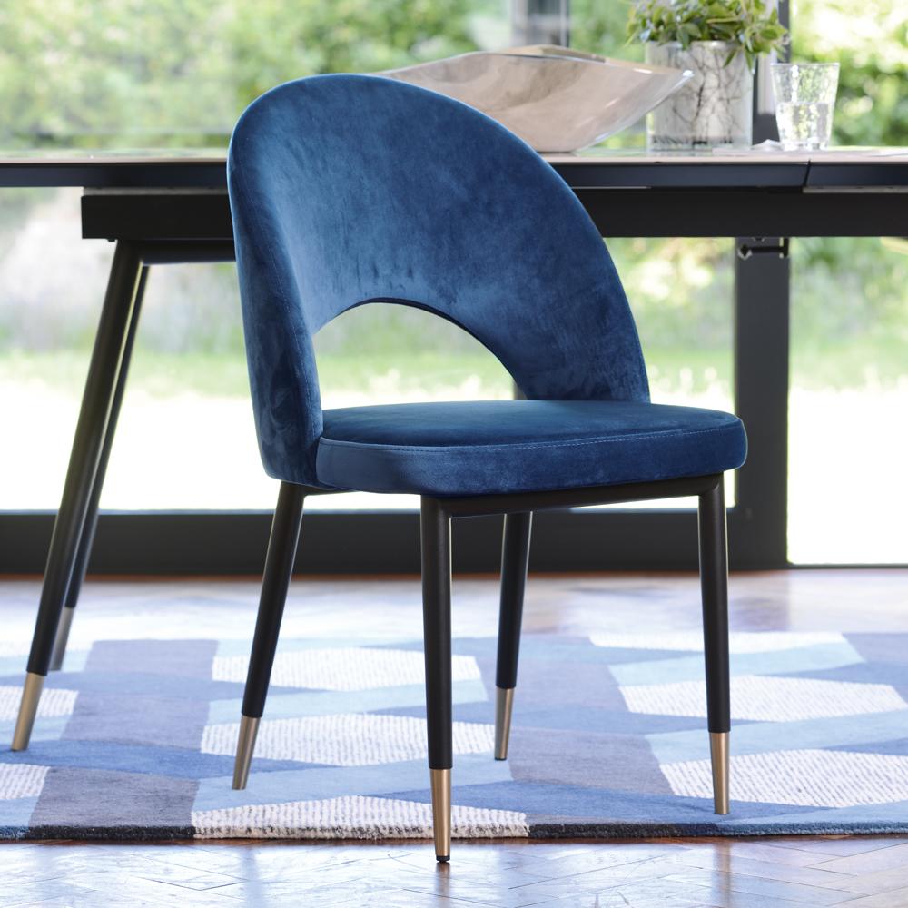 comida dining chair blue velvet  dwell  £149